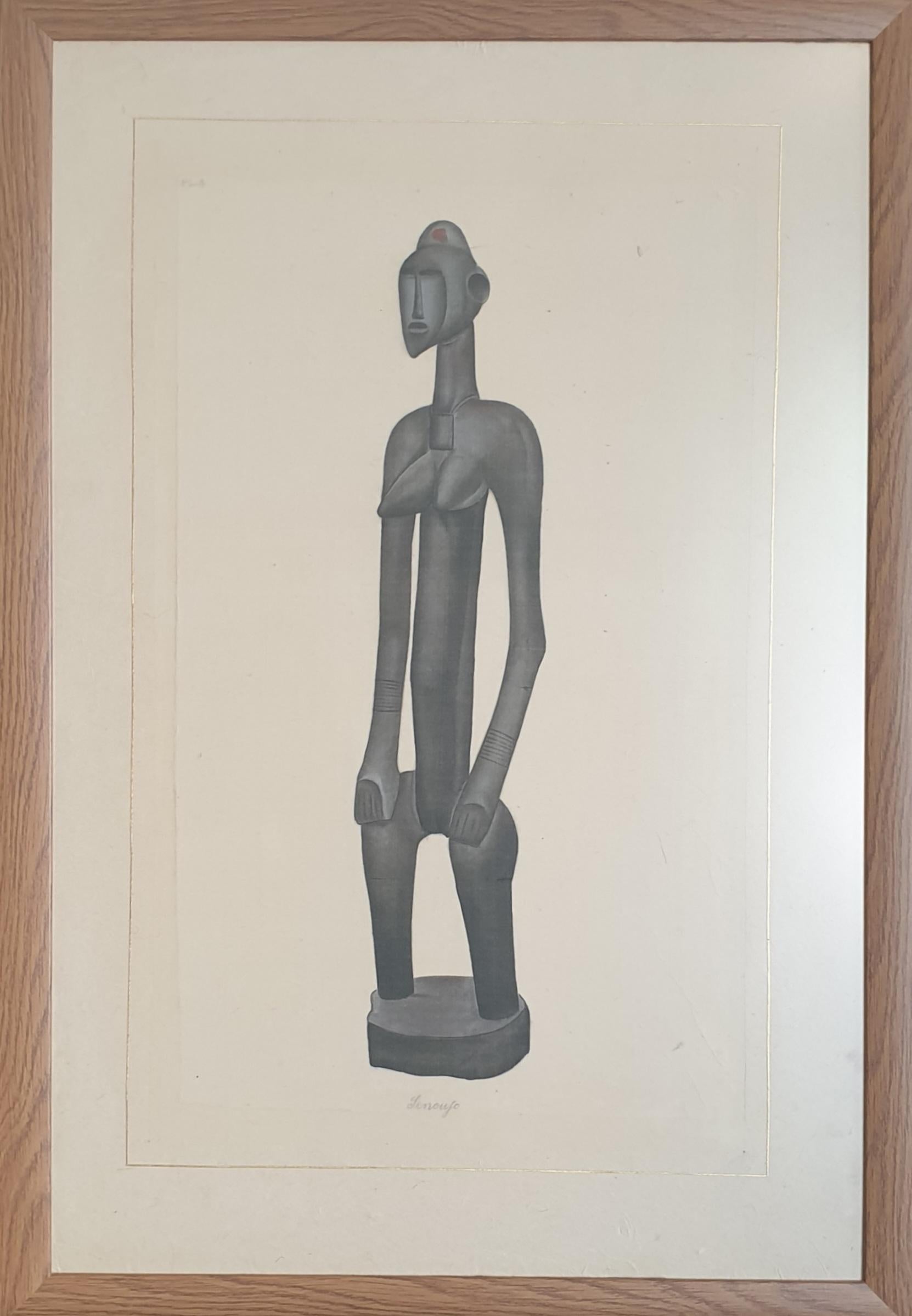 African Senoufo Figure. Watercolour on Handmade Paper Laid on Vélin d'Arches - Art by La Roche Laffitte