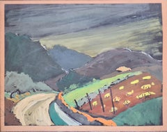 Vintage The Winding Road, Mountainous Fauvist Landscape