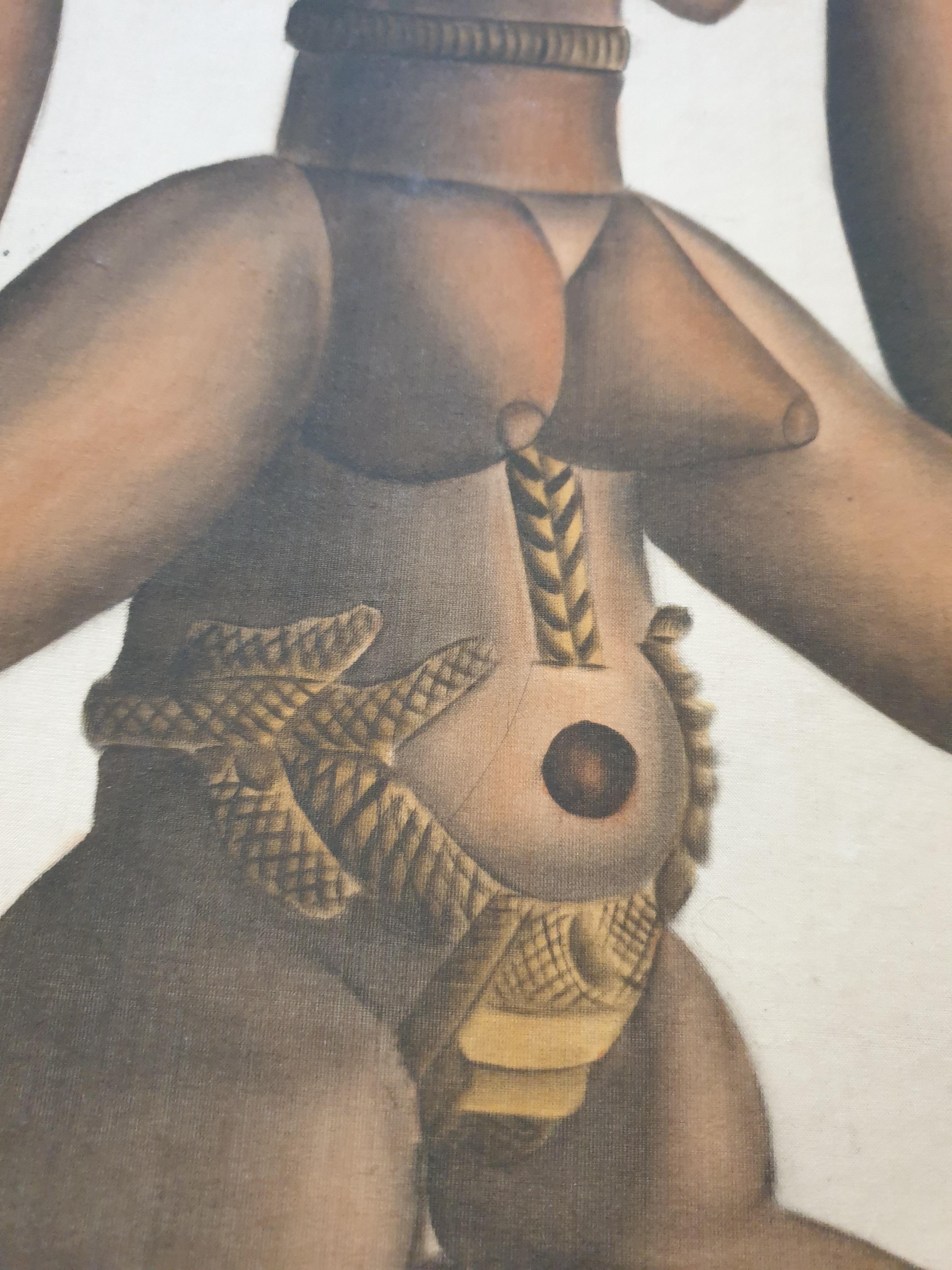 Watercolour on Handmade Paper Laid on Vélin d'Arches of an African Sculpture. For Sale 2