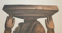 Acquerello su carta fatta a mano e appoggiata su Vélin d'Arches di una scultura africana.