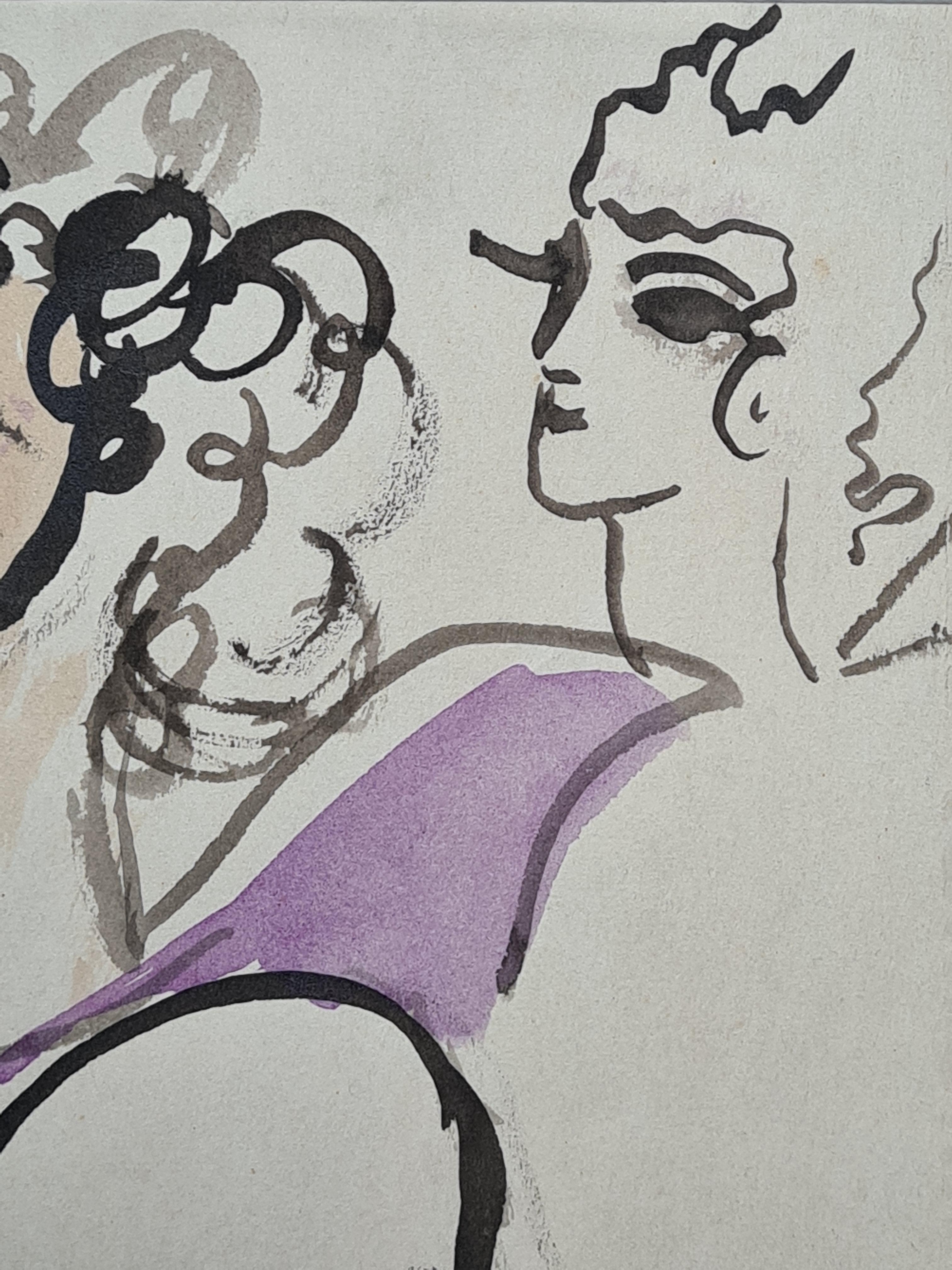 The Beauties and the Beast, Original Watercolour Study of Theatrical Characters - Romantic Art by Christian Bérard