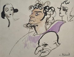 The Beauties and the Beast, Original Watercolour Study of Theatrical Characters