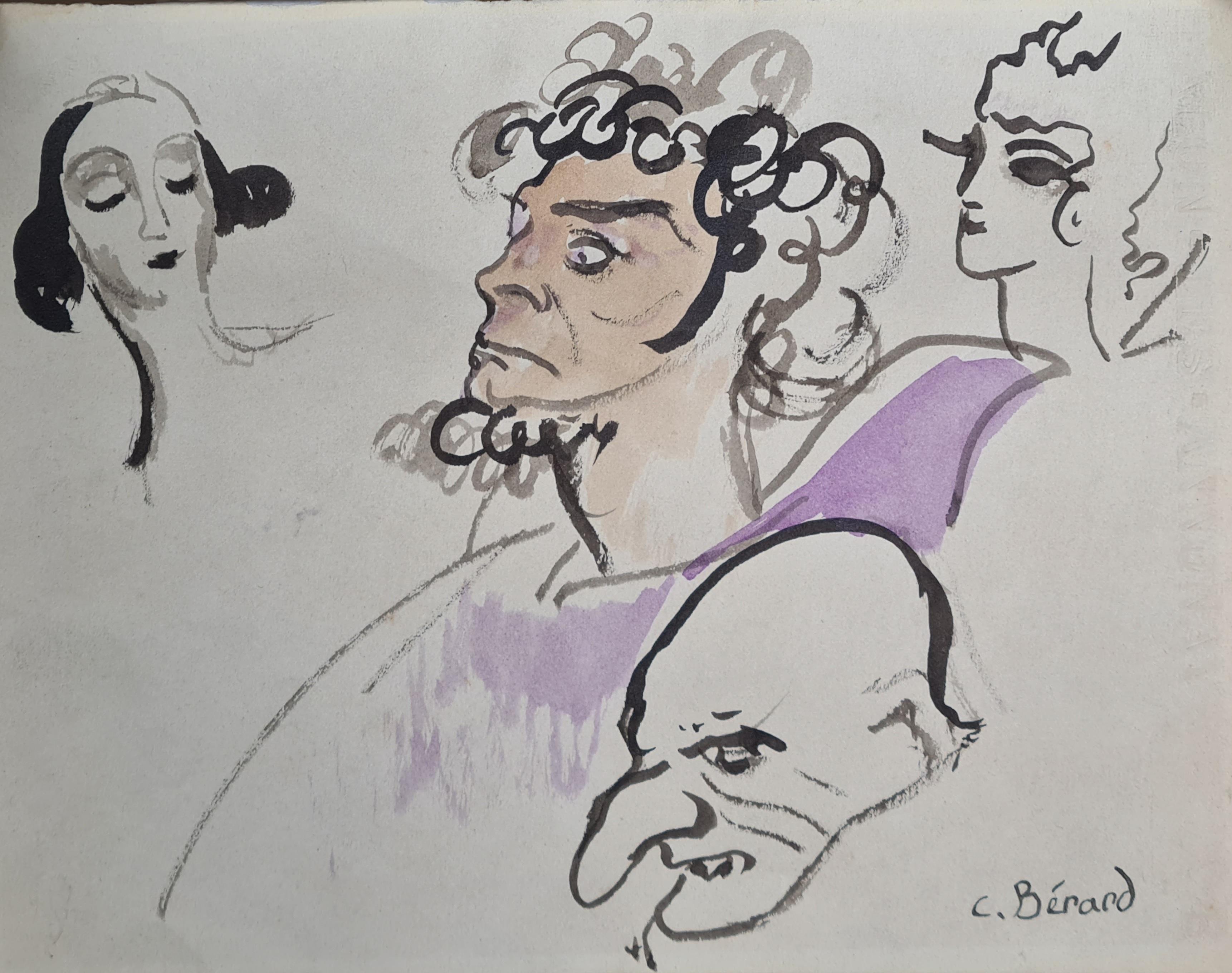 The Beauties and the Beast, Original Watercolour Study of Theatrical Characters 3
