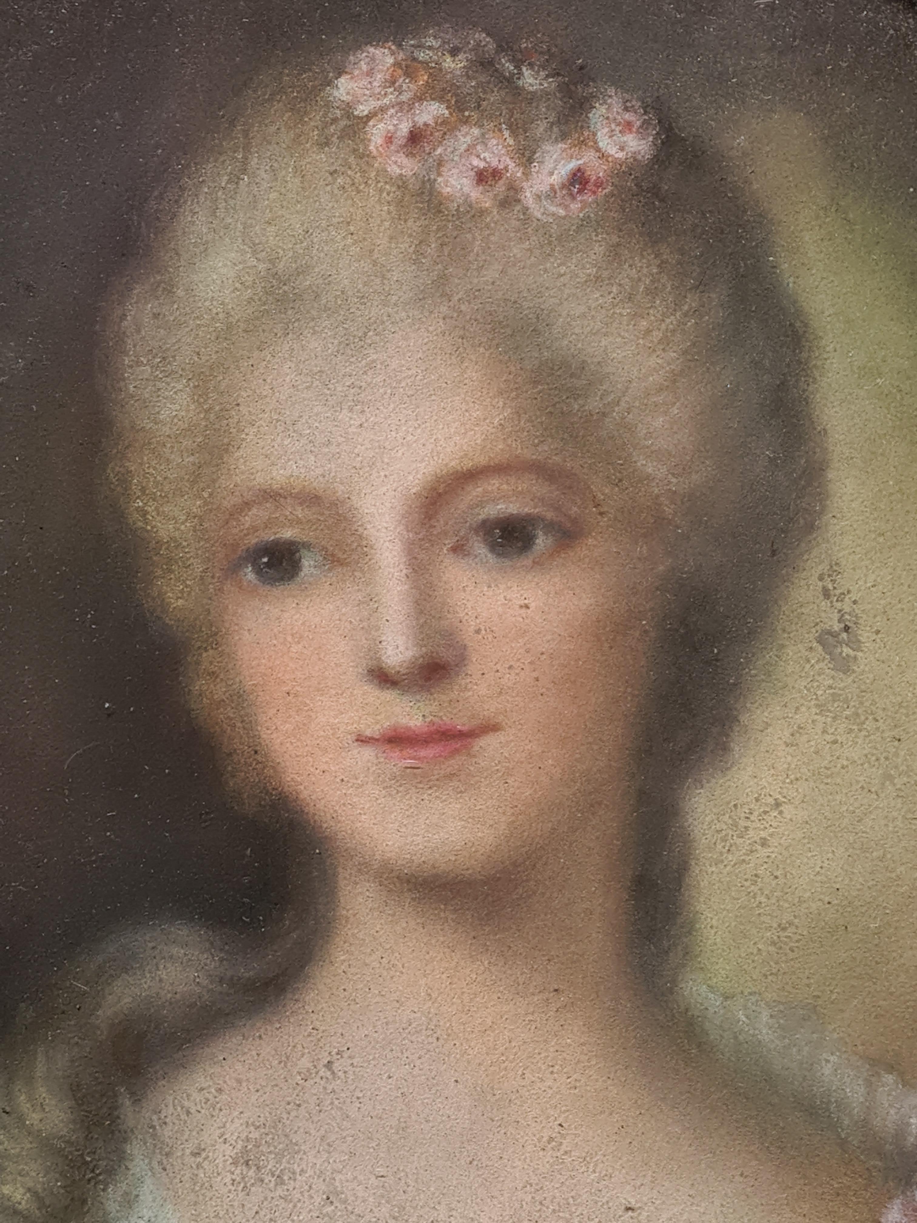 La Comtesse Du Barry en Flore, French Belle Epoque Beauty in 18th Century Dress - Romantic Art by François-Hubert Drouais (Paris 1727 - Paris 1775)