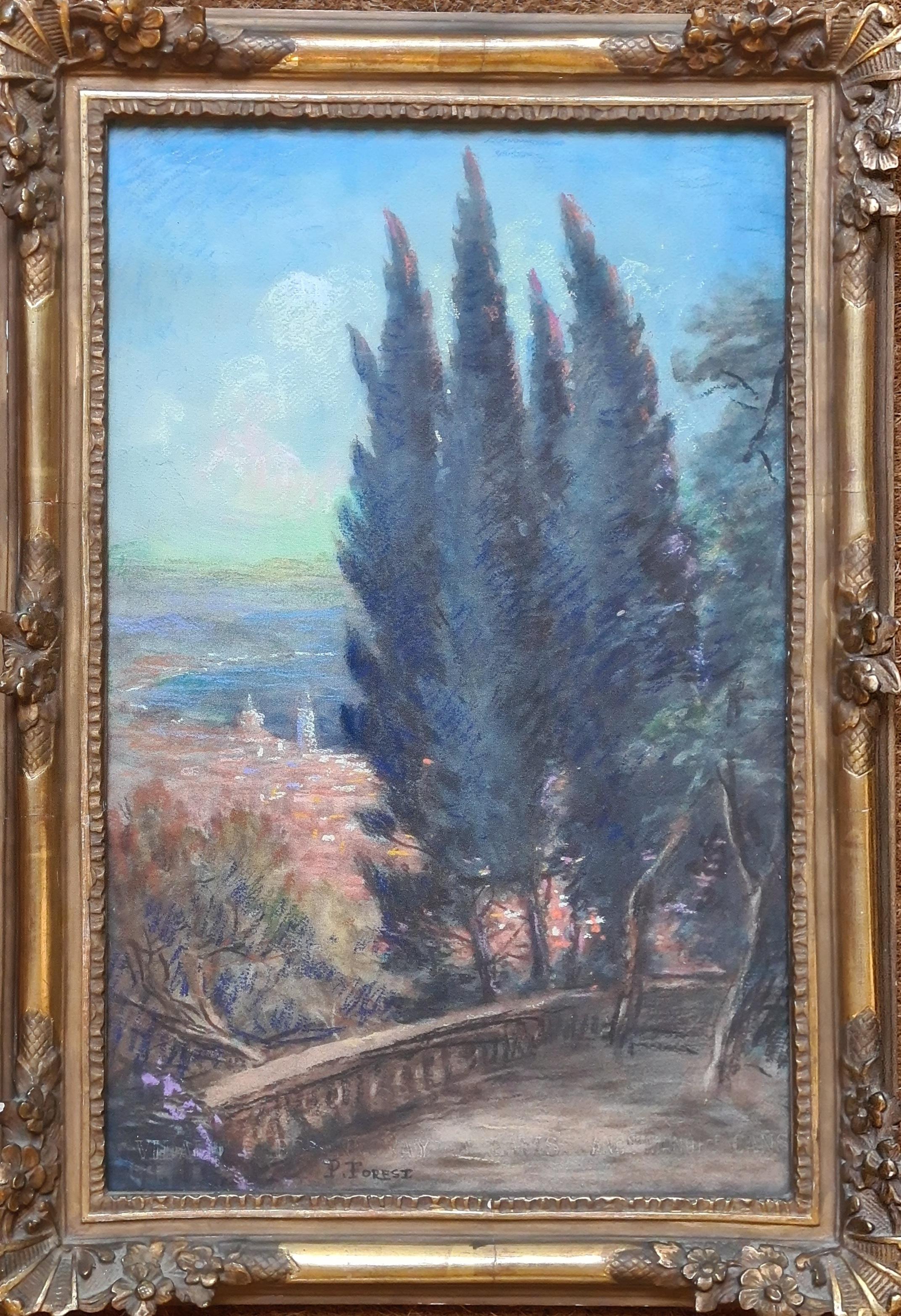 Pierre Forest Landscape Art - Les Hauters de Nice, French Impressionist Pastel of the Cote d'Azur