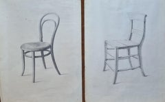 A Pair of Large Scale Drawings of French Dining Chairs