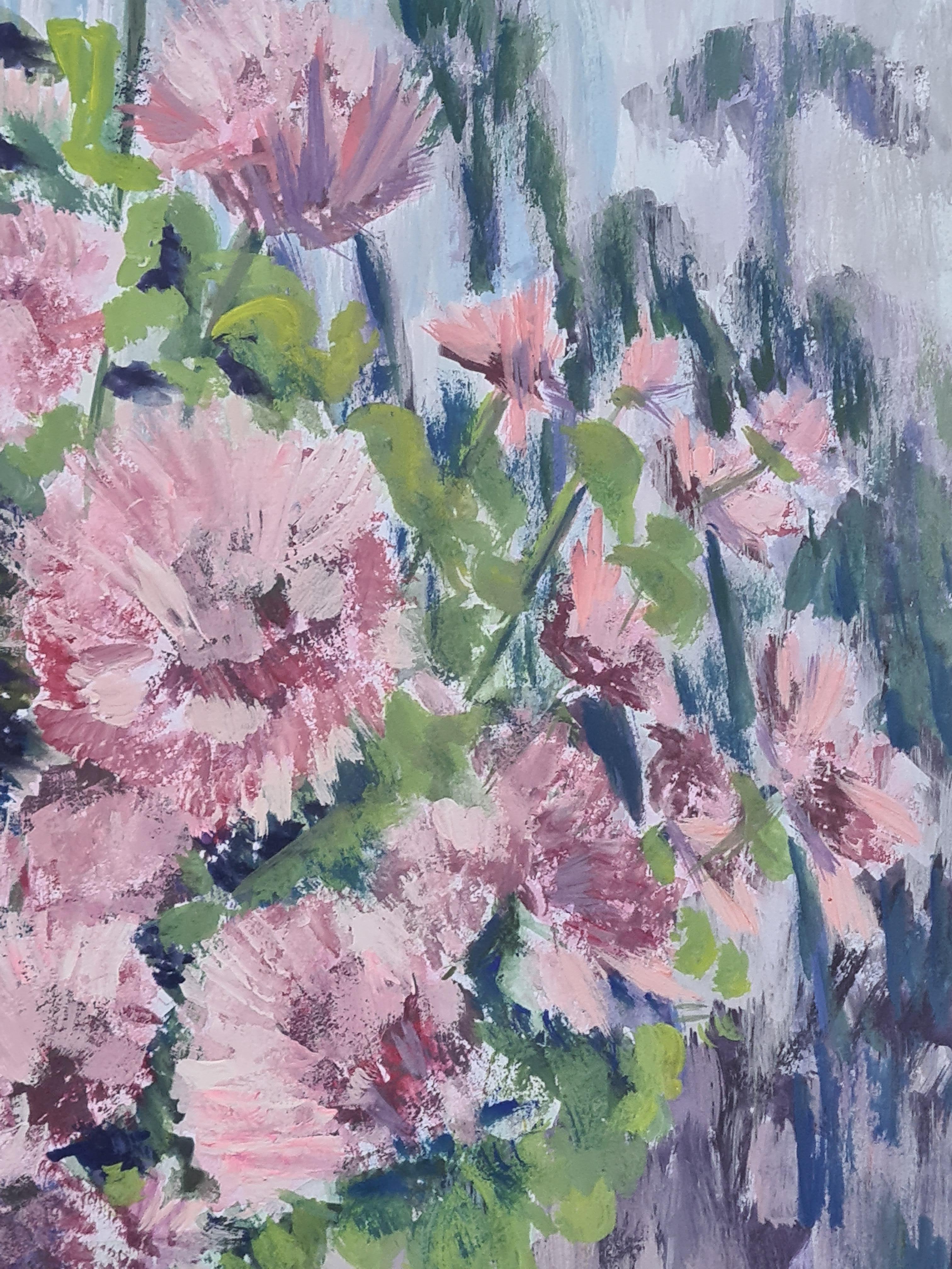 Rosa Fülle, „Oillets“, Stillleben mit Blumen in einer Vase, Homage a Manet. (Impressionismus), Art, von Unknown
