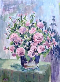 Pink Abundance, 'Oillets', Still life of Flowers In a Vase, Homage a Manet.
