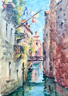 Ein Kanal in Venedig, aus der Waschbecken heraus hängend......