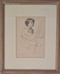 French Impressionist Portrait Drawing, 'The Art Lesson'