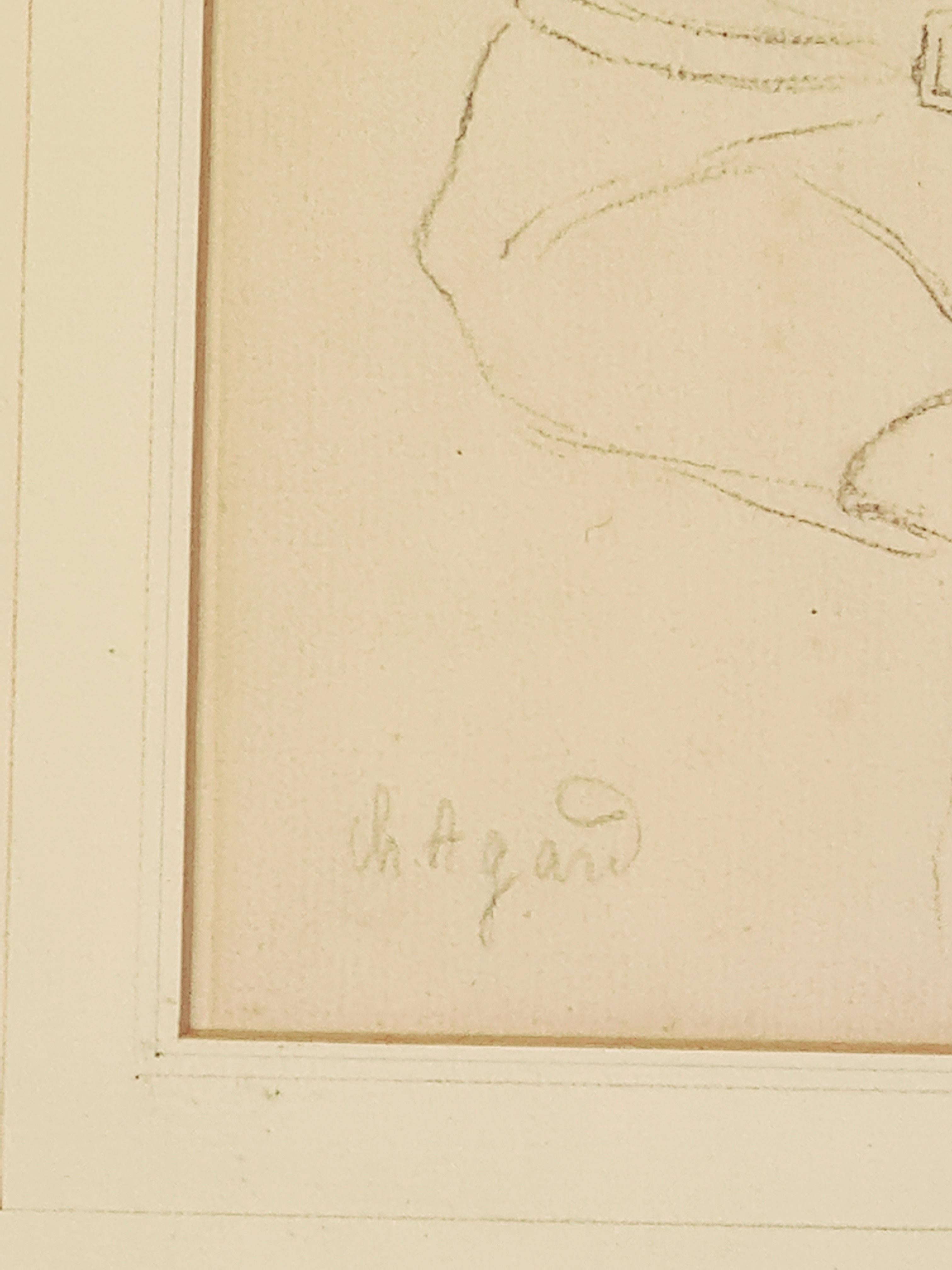 Bleistiftstudie eines malenden Kindes an einer Staffelei des französischen Künstlers Charles-Jean Agard. Das Werk ist unten links signiert und befindet sich in einem geschnitzten und vergoldeten Holzrahmen mit Passepartout unter Glas.

Eine sehr