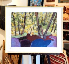 Fauvist Provençal Forest Scene, 'Into the Forest', Pastel on Paper.