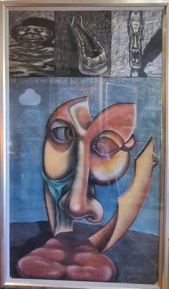 Monumental Surrealist Pastel, Of Course We Evolve But Does Anything Ever Change?