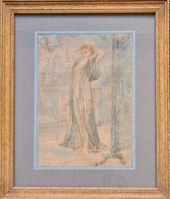 Vintage Symbolist Portrait of a Woman in an Interior, 'Before the Mirror'