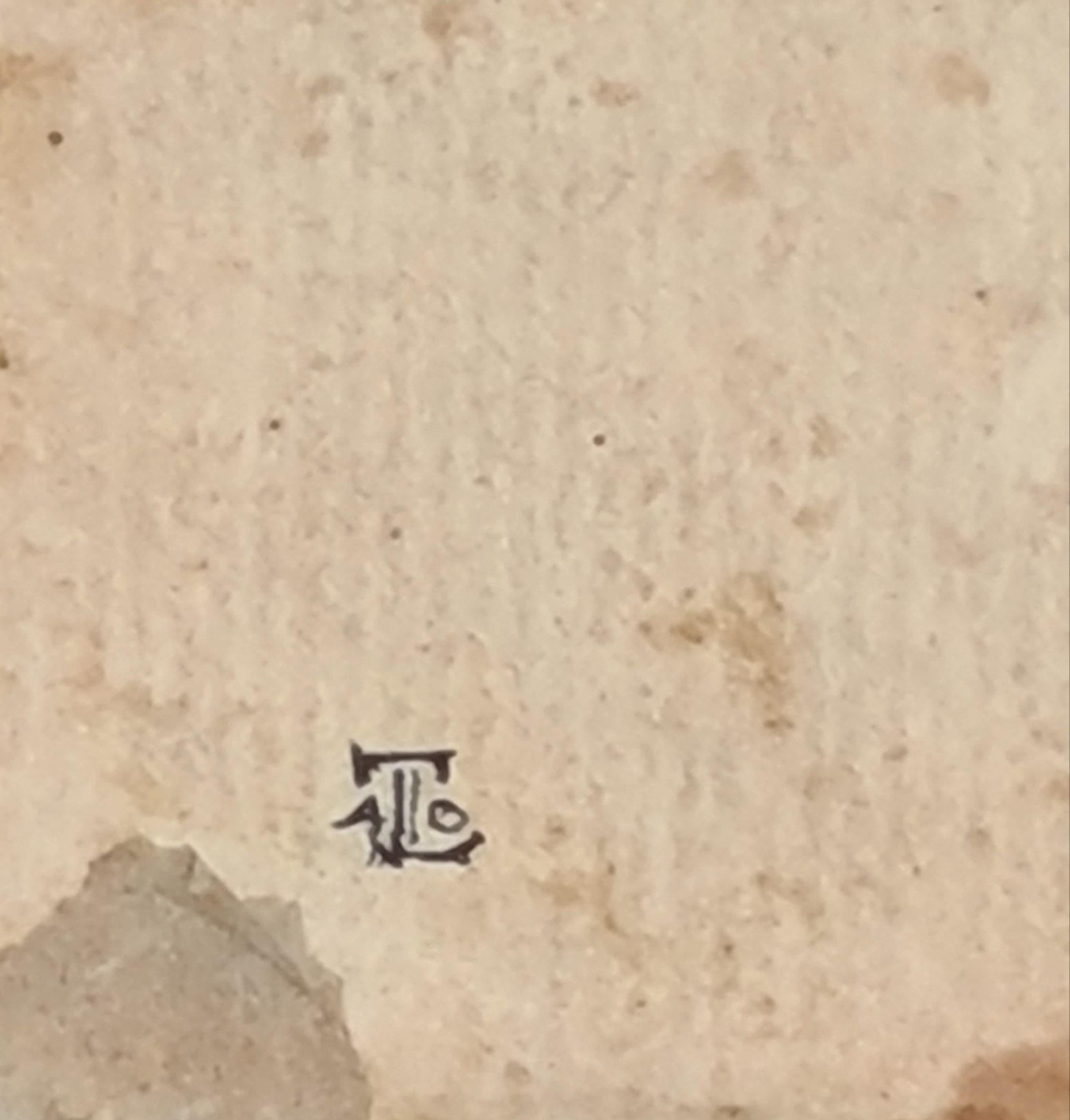 Dibujo arquitectónico danés del siglo XIX y acuarela del castillo de Frederiksborg - Art Romántico de Thorald Læssøe