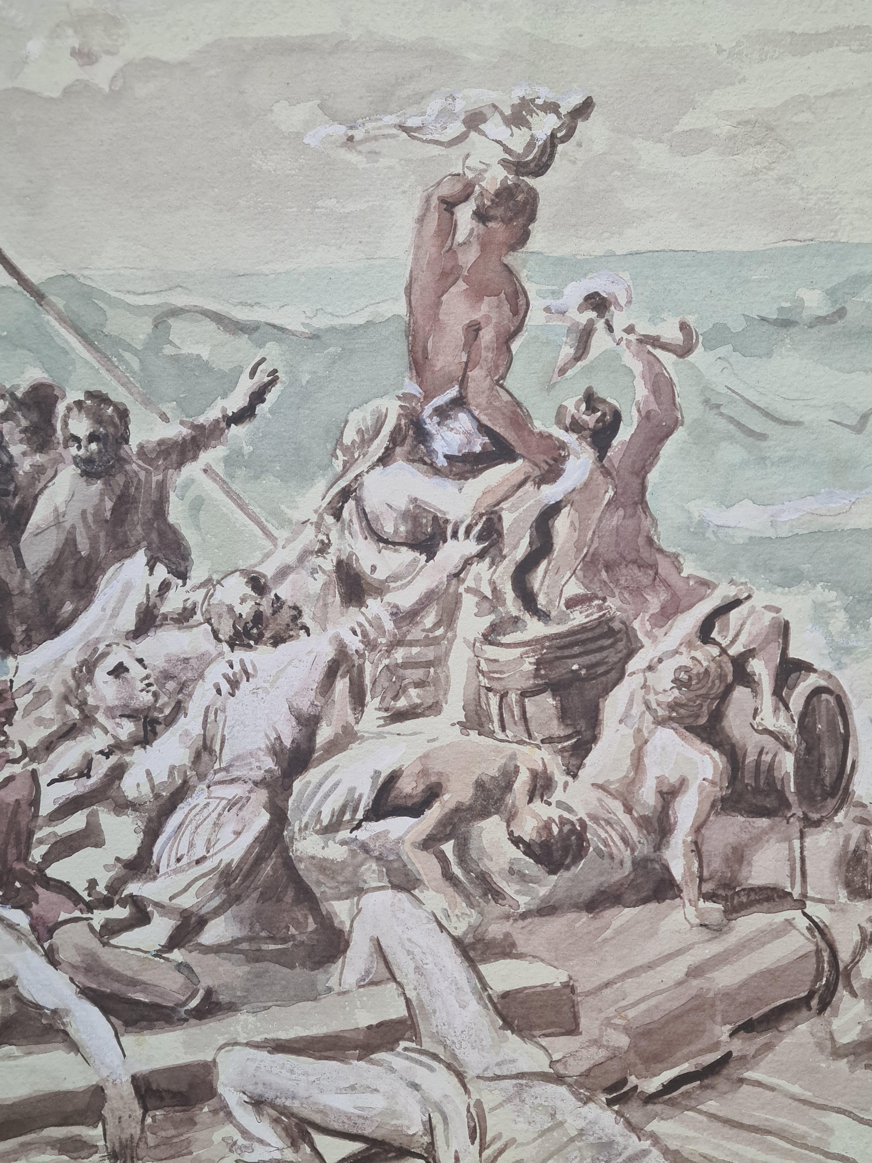 Watercolor Interpretation of the The Raft of the Medusa After Théodore Géricault - Art by Derek Carruthers