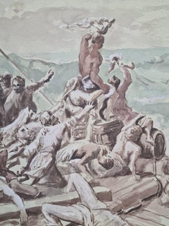 Watercolor Interpretation of the The Raft of the Medusa After Théodore Géricault