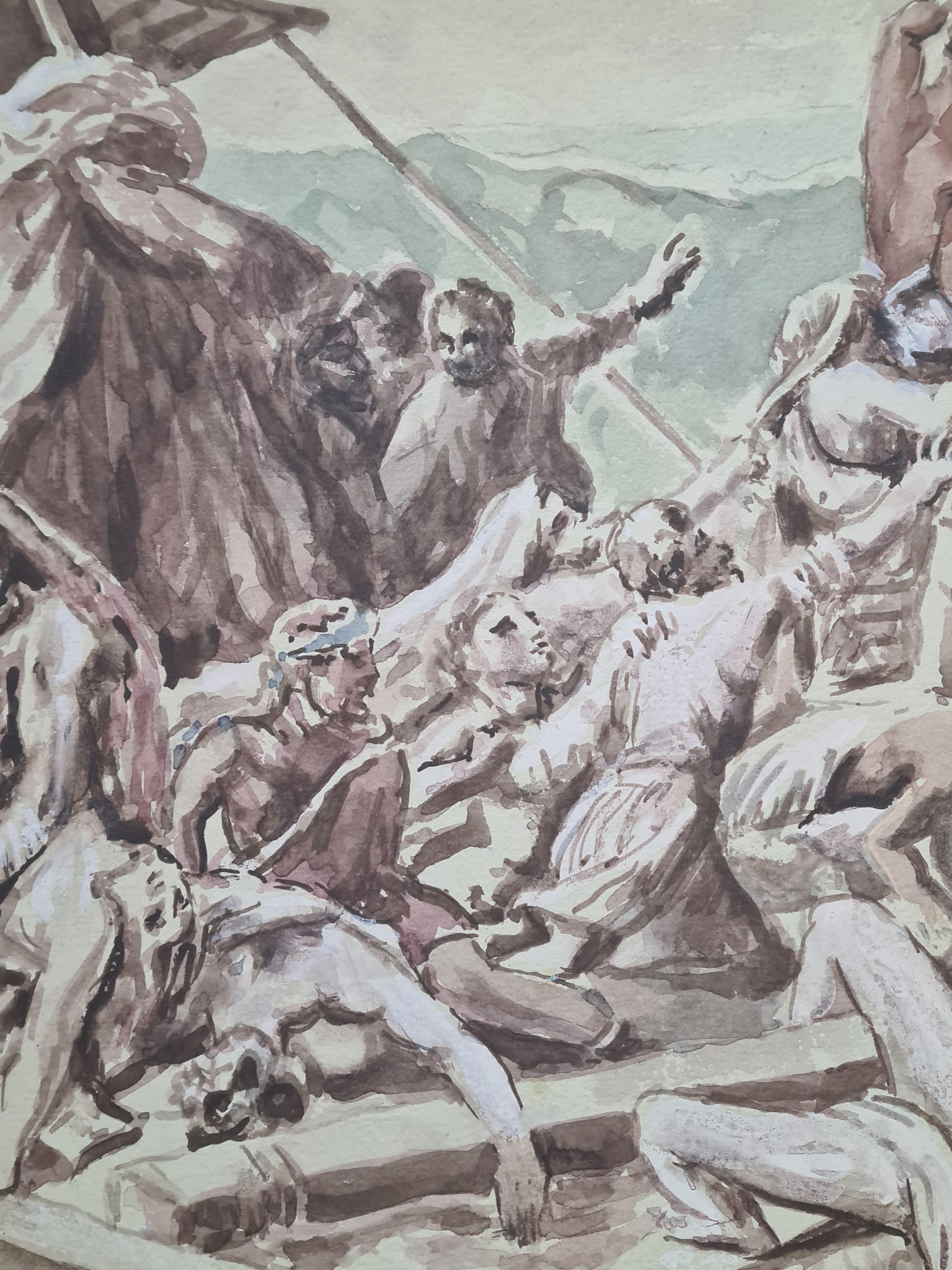 Watercolor Interpretation of the The Raft of the Medusa After Théodore Géricault For Sale 1