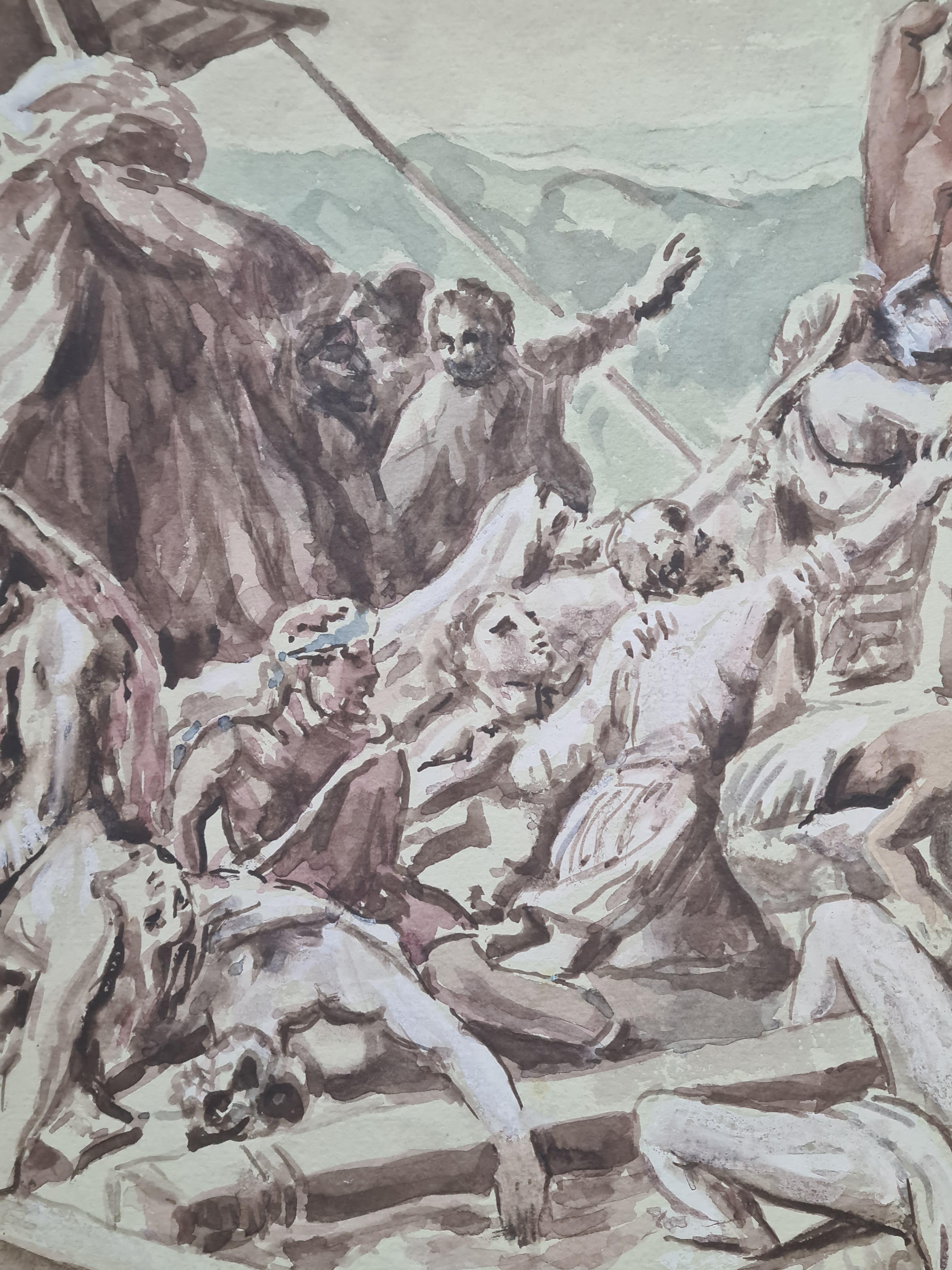 Watercolor Interpretation of the The Raft of the Medusa After Théodore Géricault For Sale 2