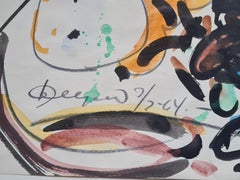 Scandinavian Danish Modernist Abstract Watercolour, Akvarel.