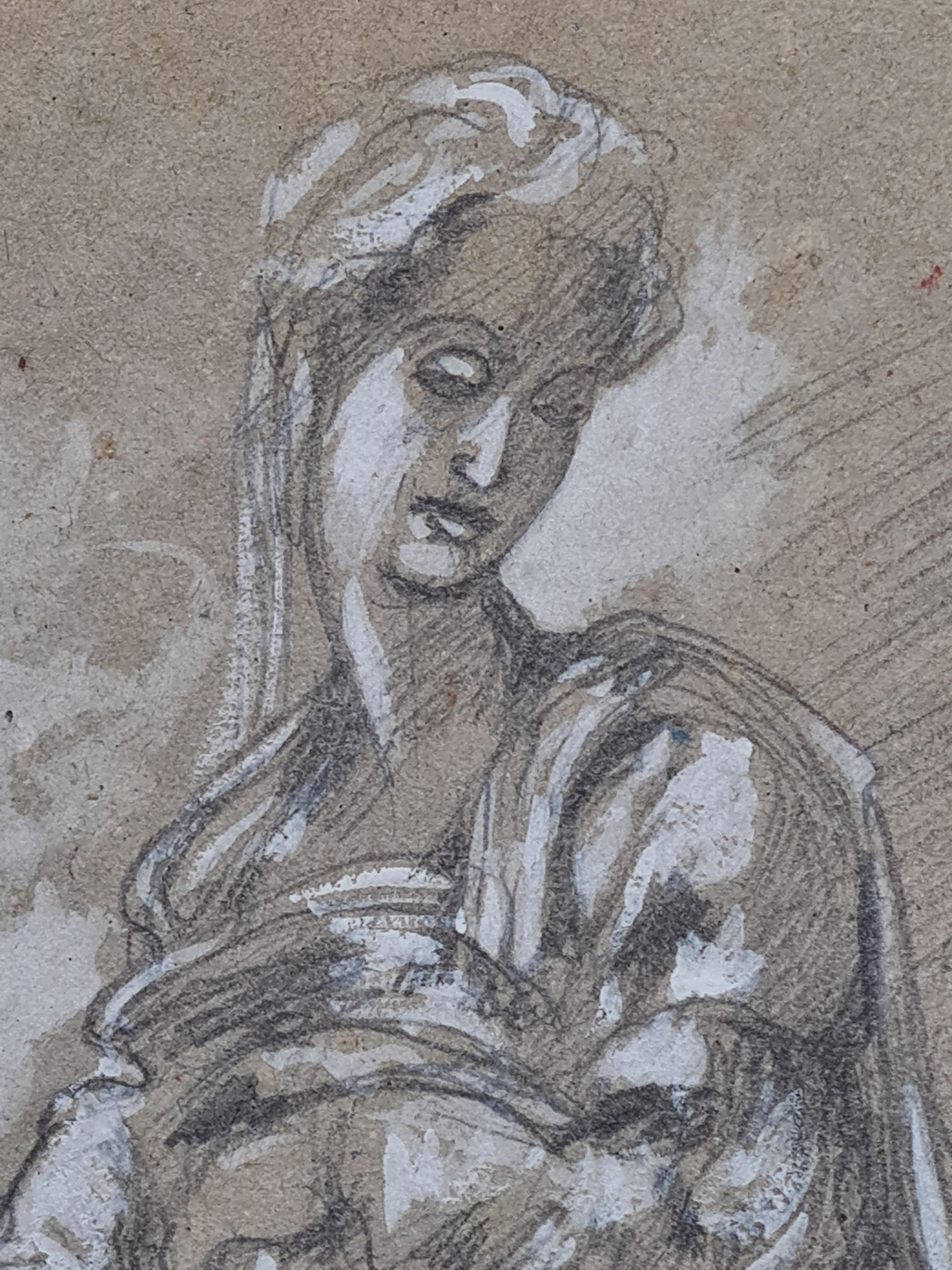 Zeichnung der Medici Madonna und die Putten im Renaissance-Stil – Art von Michelangelo