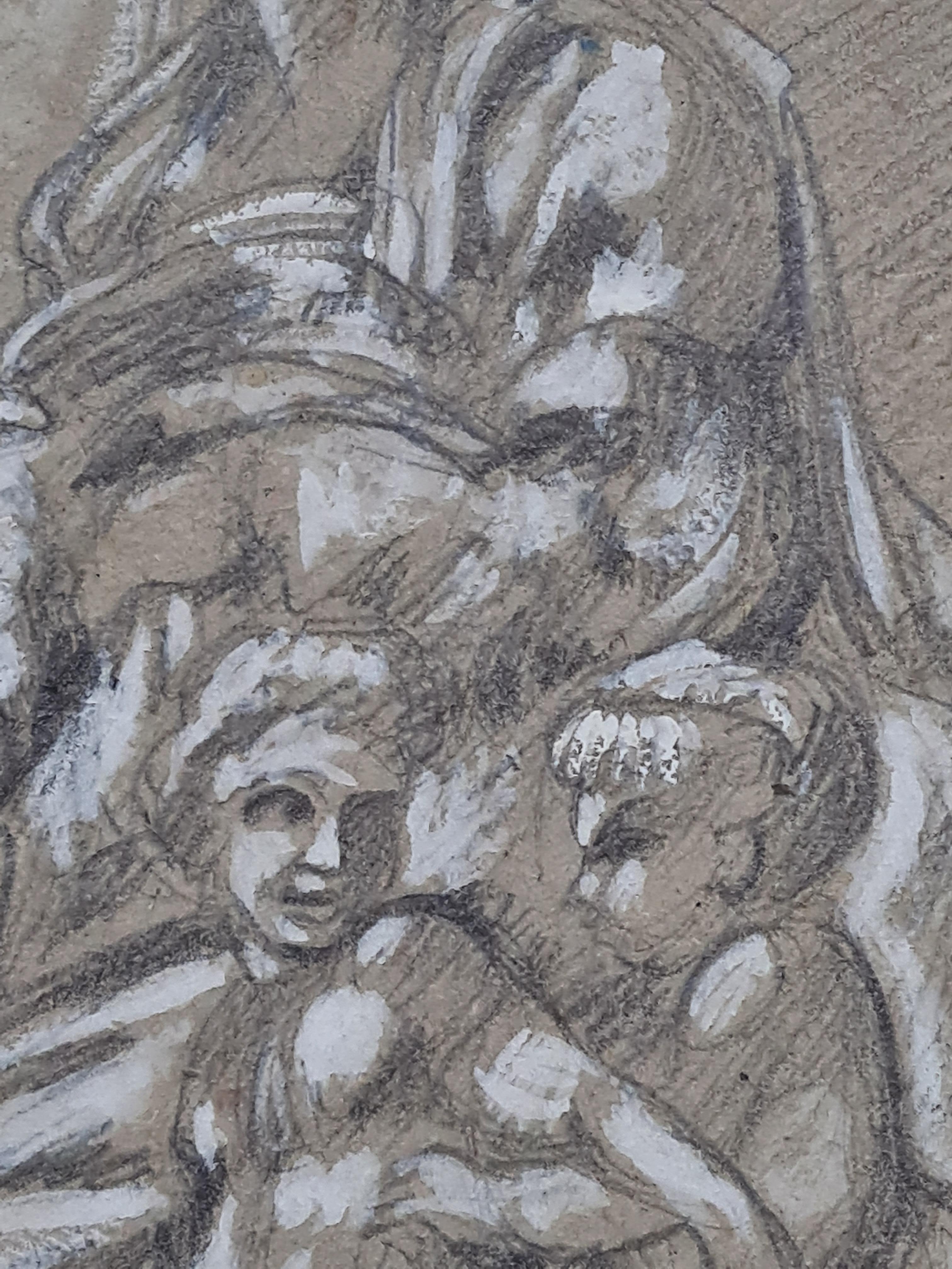 Renaissance Style Drawing of The Medici Madonna and Cherubs For Sale 2