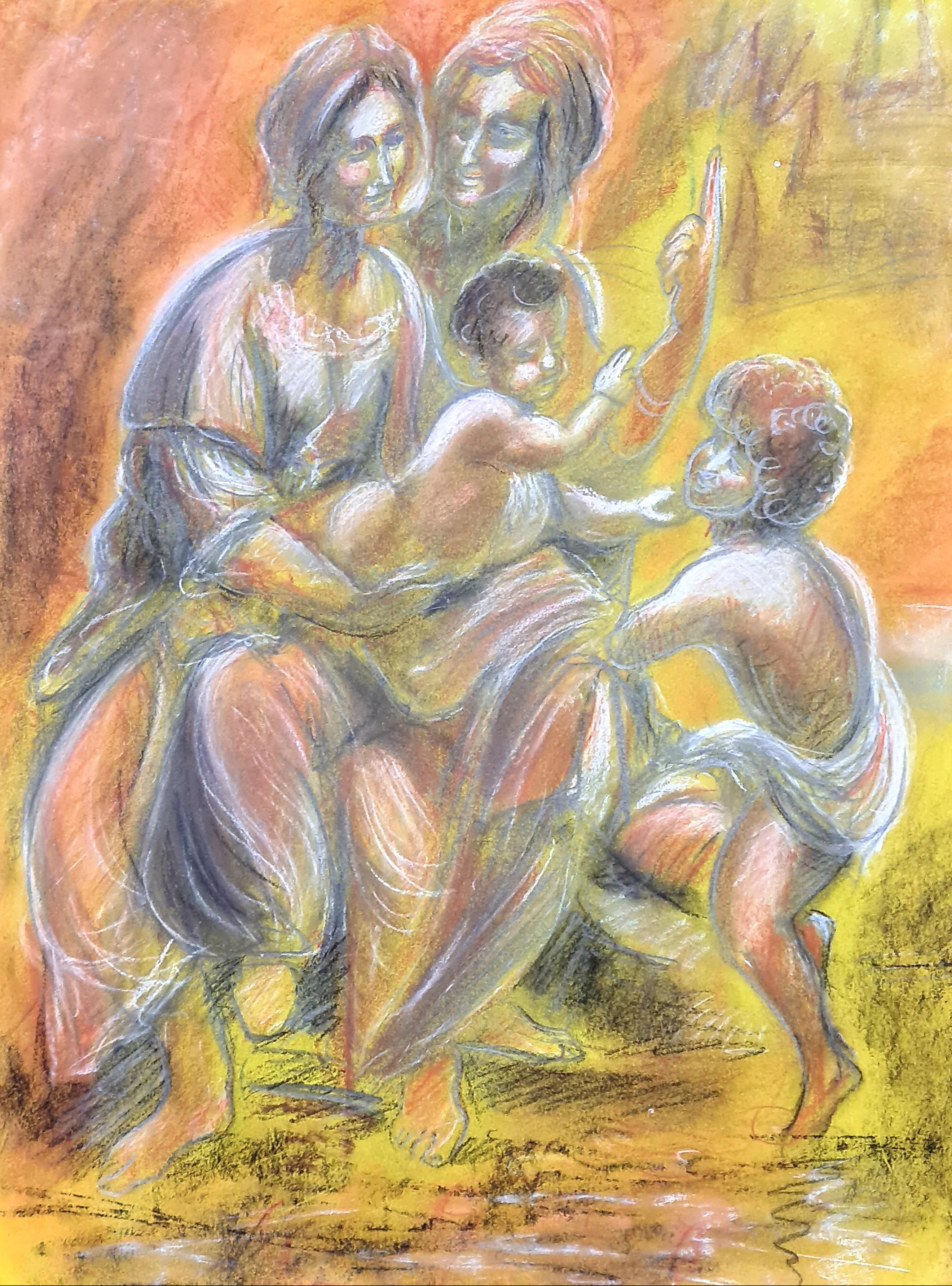 Die Jungfrau und das Kind, Saint Anne und der Baptiste und der Heilige Johannes des Täufers nach Leonardo da Vinci im Angebot 7