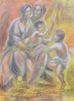 Die Jungfrau und das Kind, Saint Anne und der Baptiste und der Heilige Johannes des Täufers nach Leonardo da Vinci
