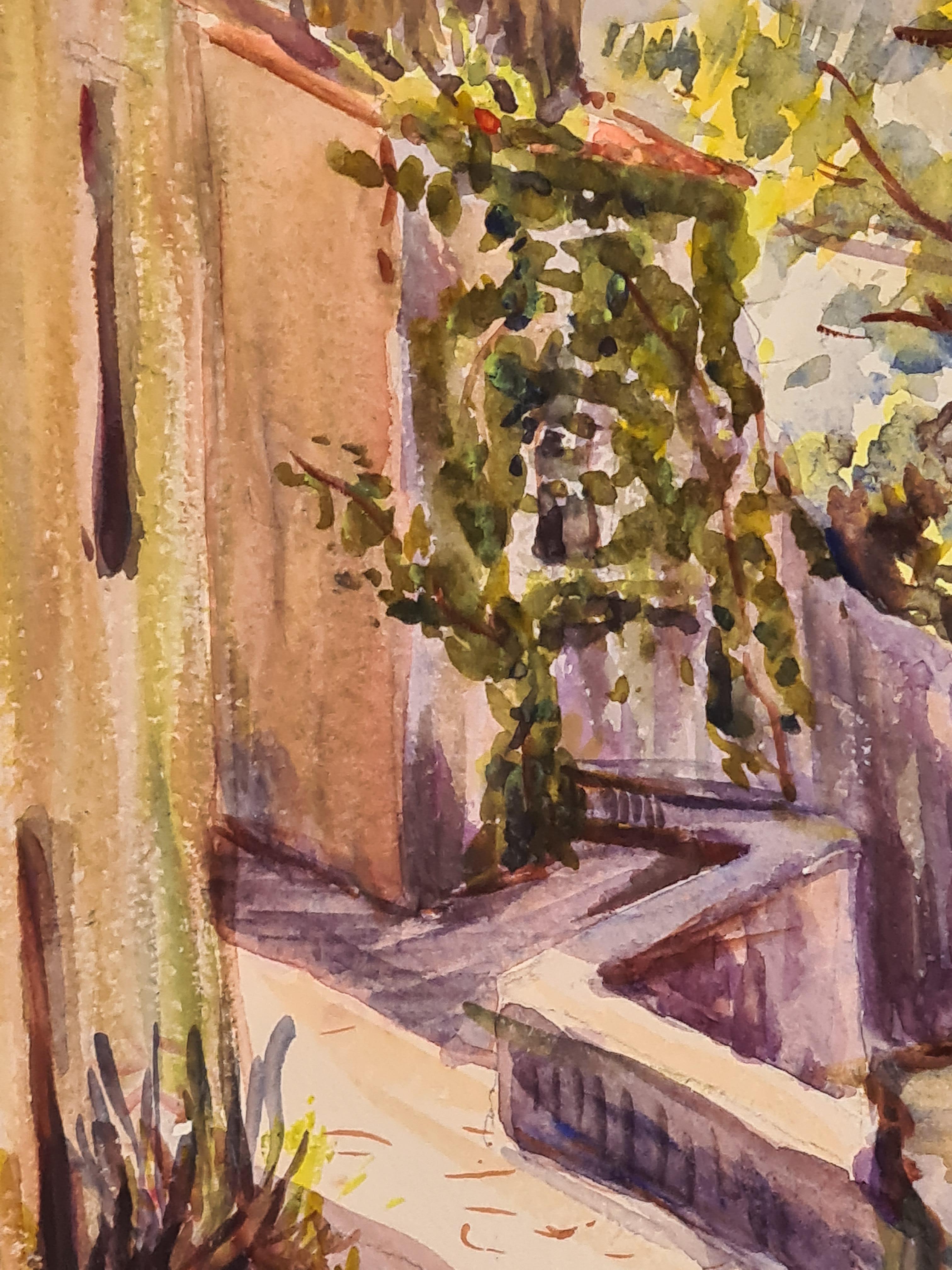 1930's French Impressionist Watercolour of a French Village Scene - Painting by Henri Clamen