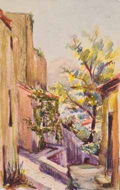 1930's French Impressionist Watercolour of a French Village Scene