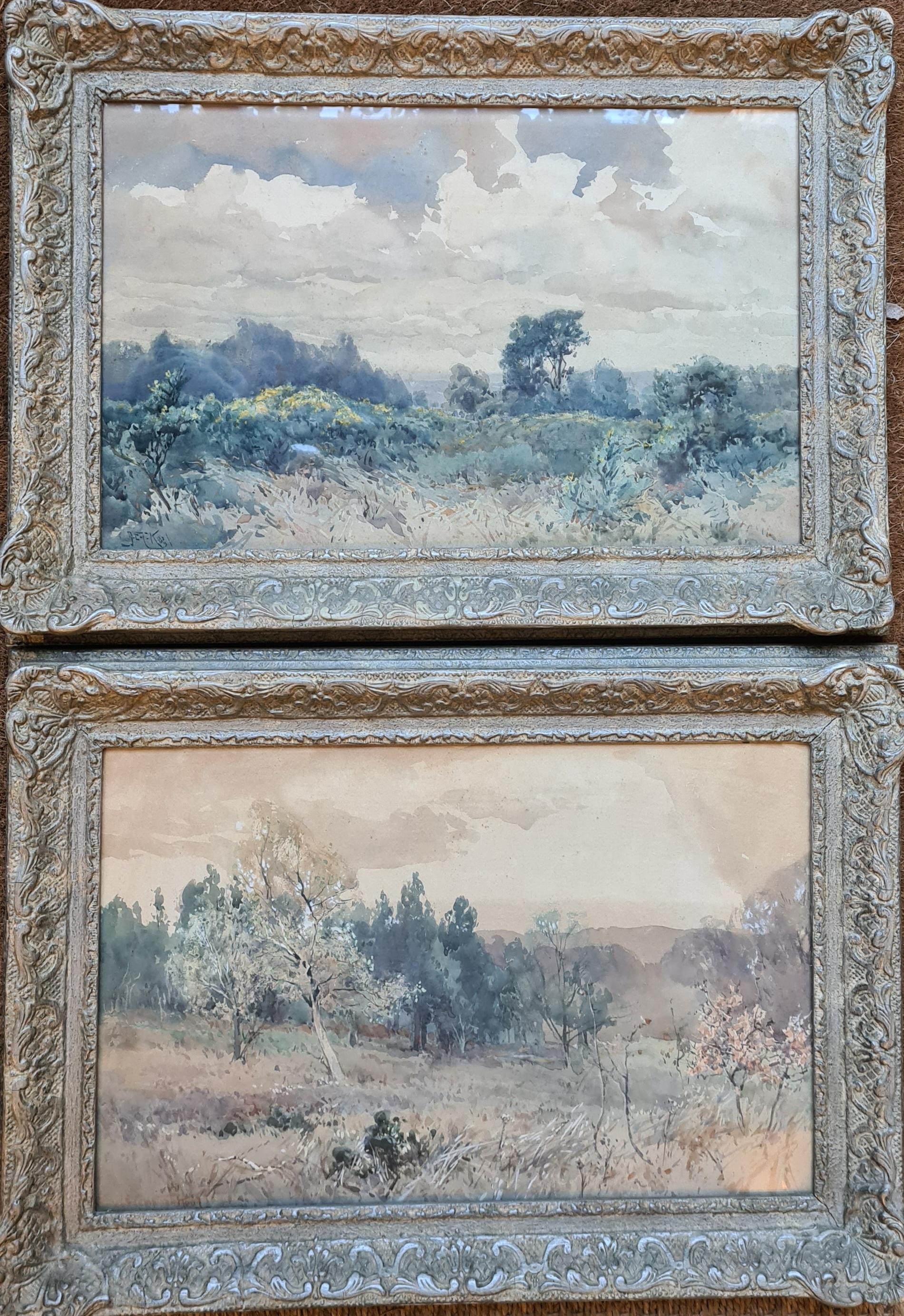 Pair of Impressionist Watercolour Landscapes, Spring and Autumn For Sale 11