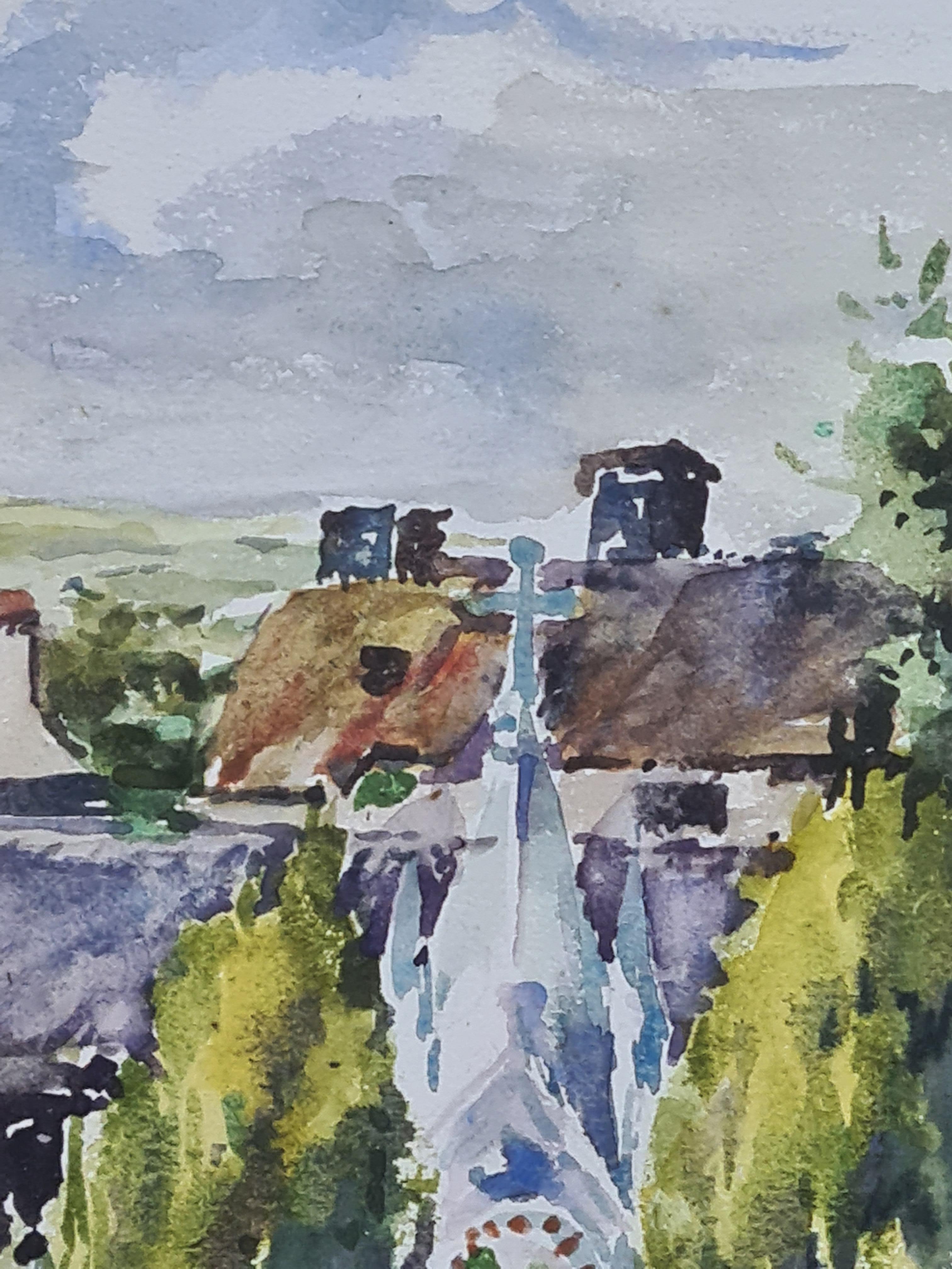 French Impressionist Watercolour of a View from a Window 1