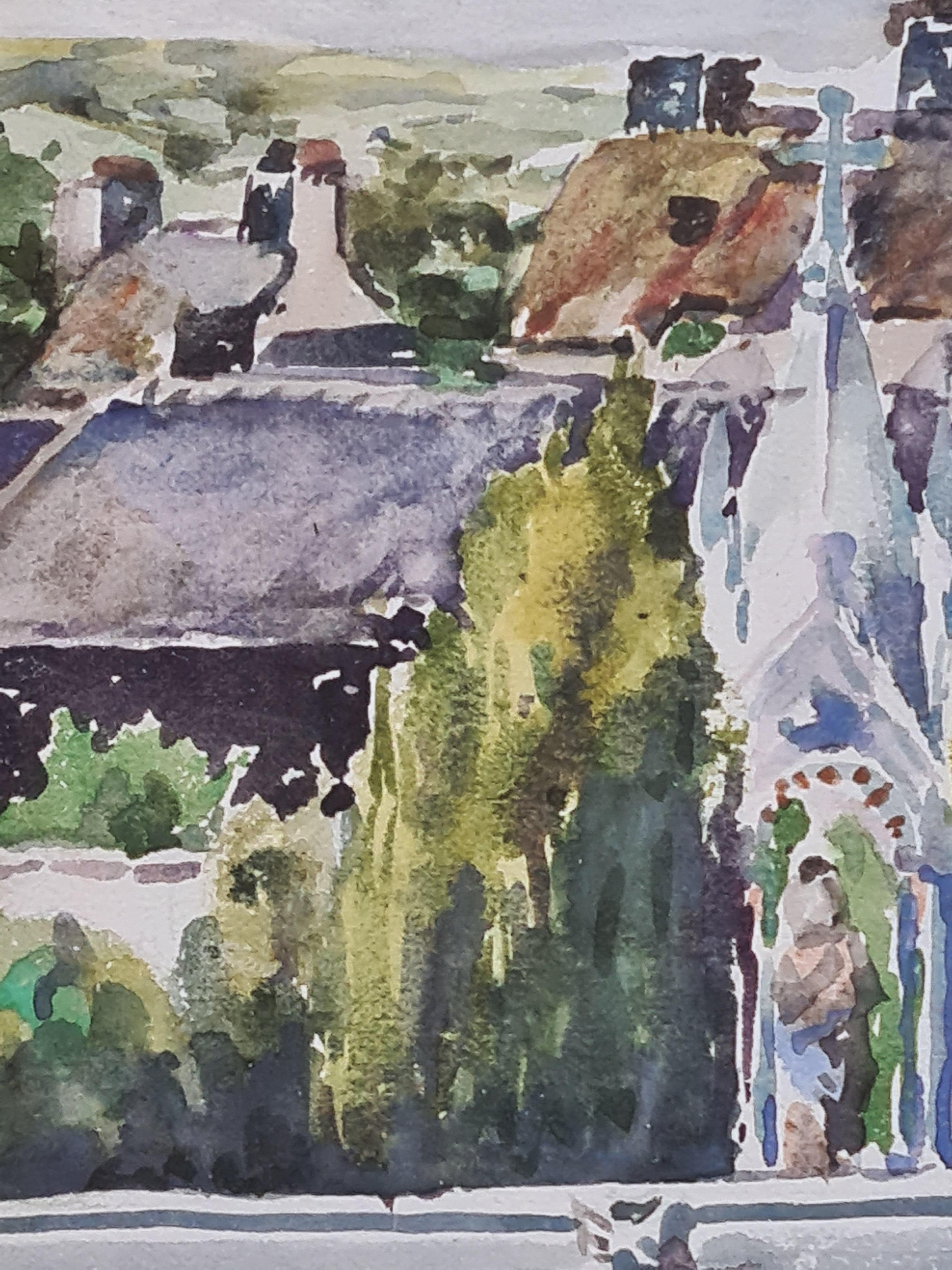 French Impressionist Watercolour of a View from a Window 3