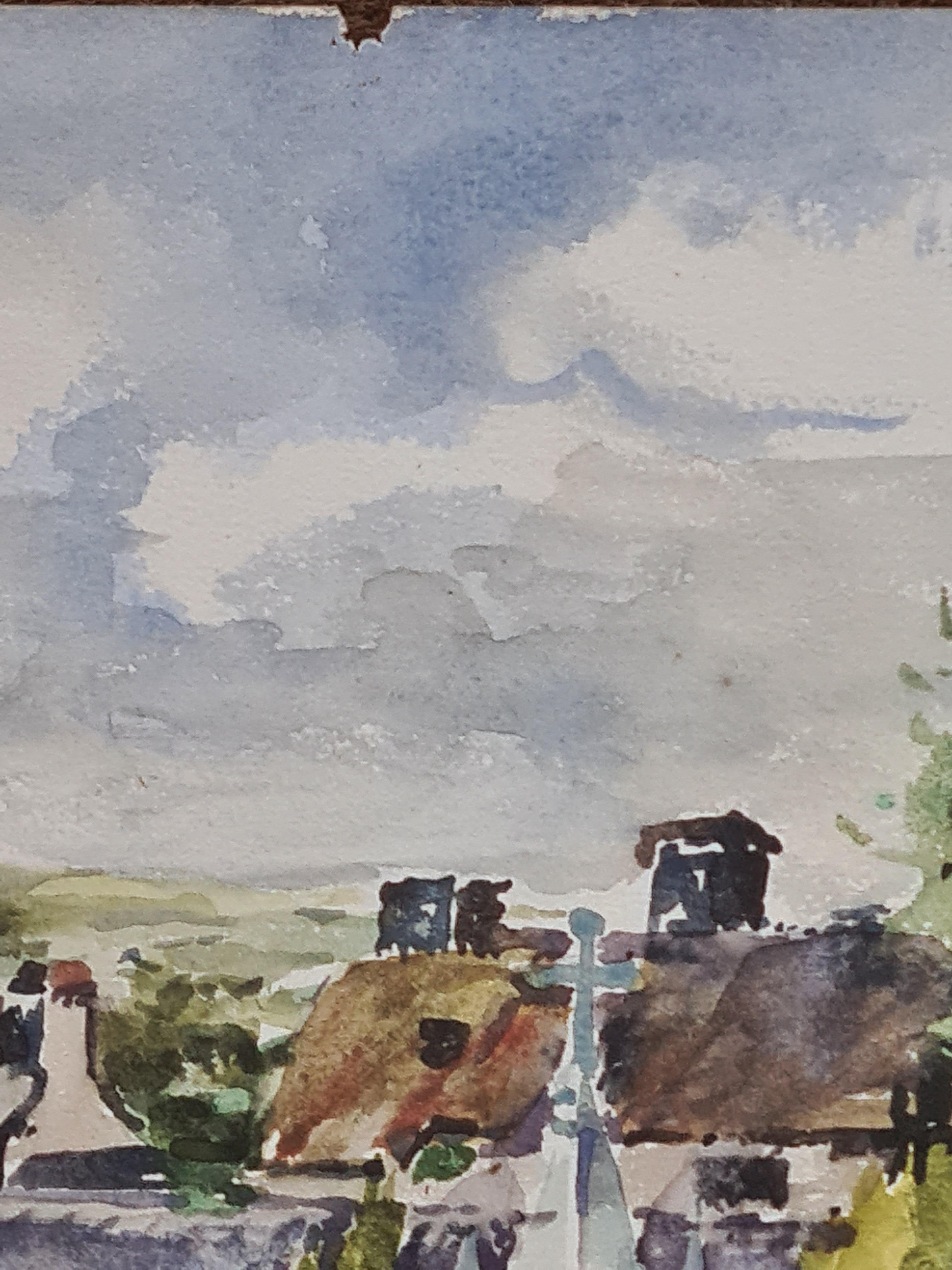 French Impressionist Watercolour of a View from a Window 4