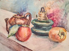 Paisaje de mesa impresionista francés Bodegón Acuarela