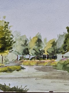 1930s French Impressionist Watercolour of Le Canal at Peronne Cléry