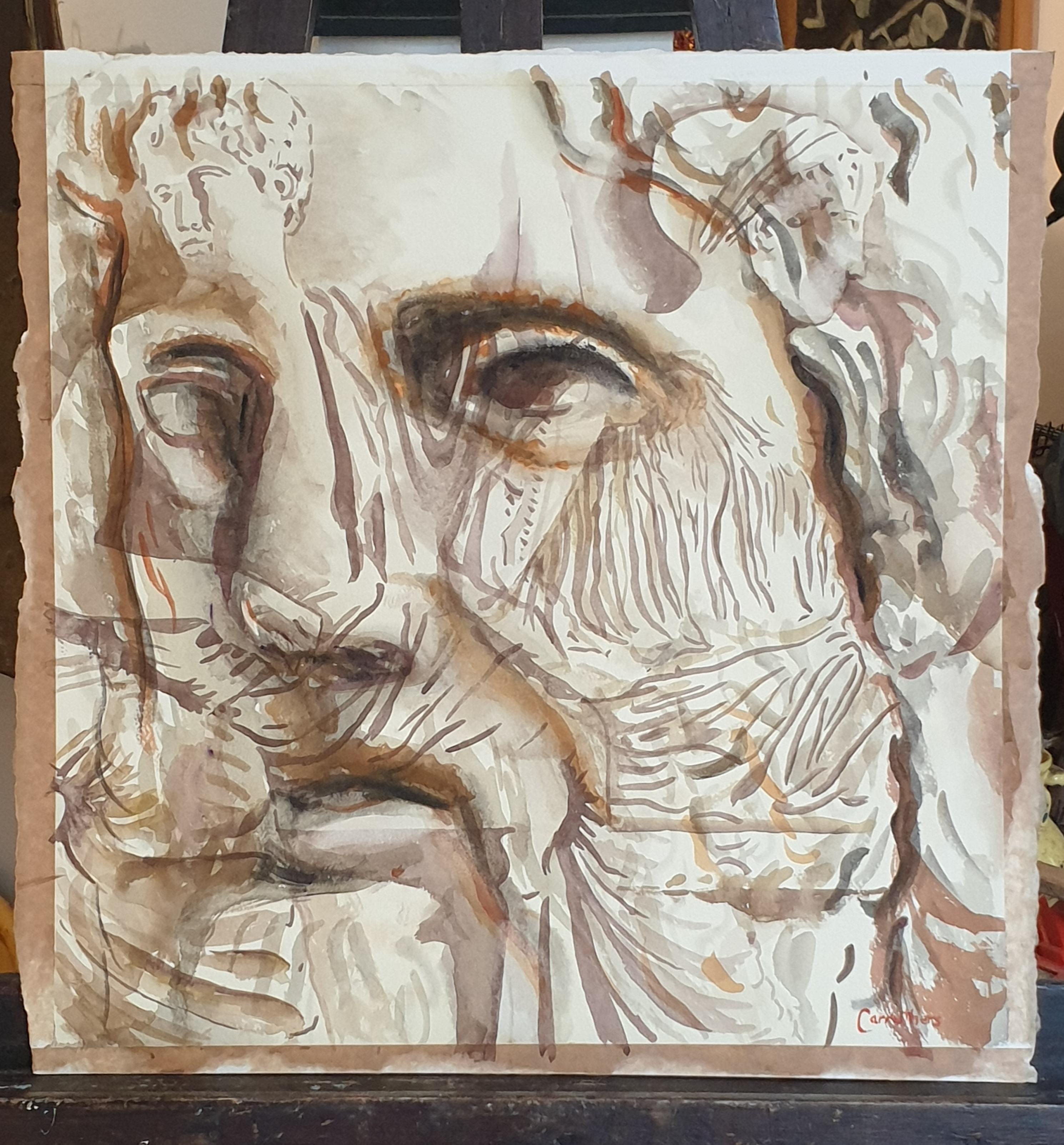 Gouache y acuarela sobre papel de finales del siglo XX. Dioses griegos'. - Painting de Derek Carruthers 