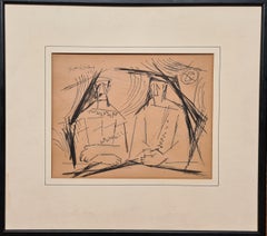 Dibujo constructivista escandinavo de mediados de siglo de "La conversación