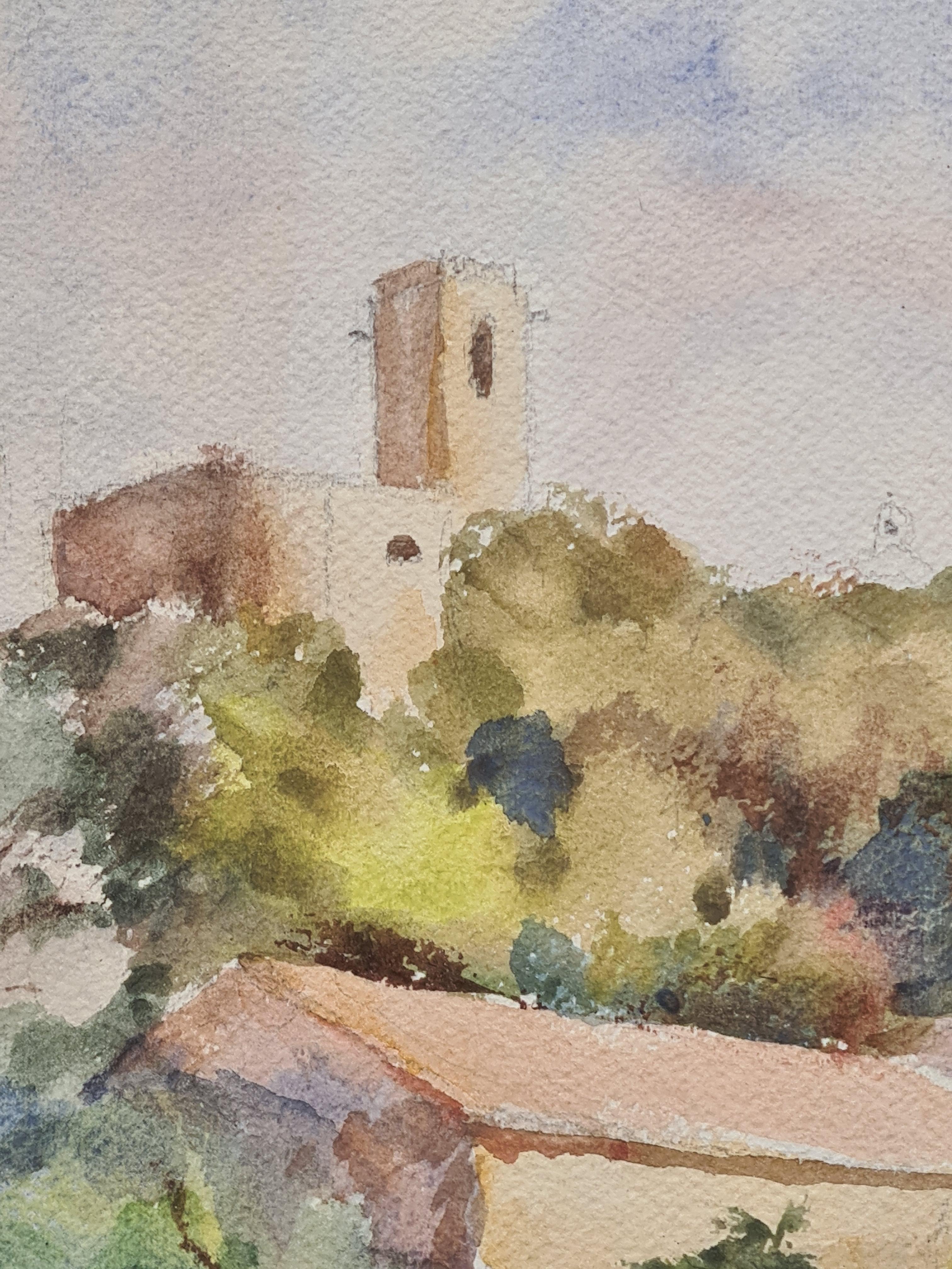 French Impressionist Watercolour, the Church of 'Notre Dame Del Bois' at Buisson For Sale 1