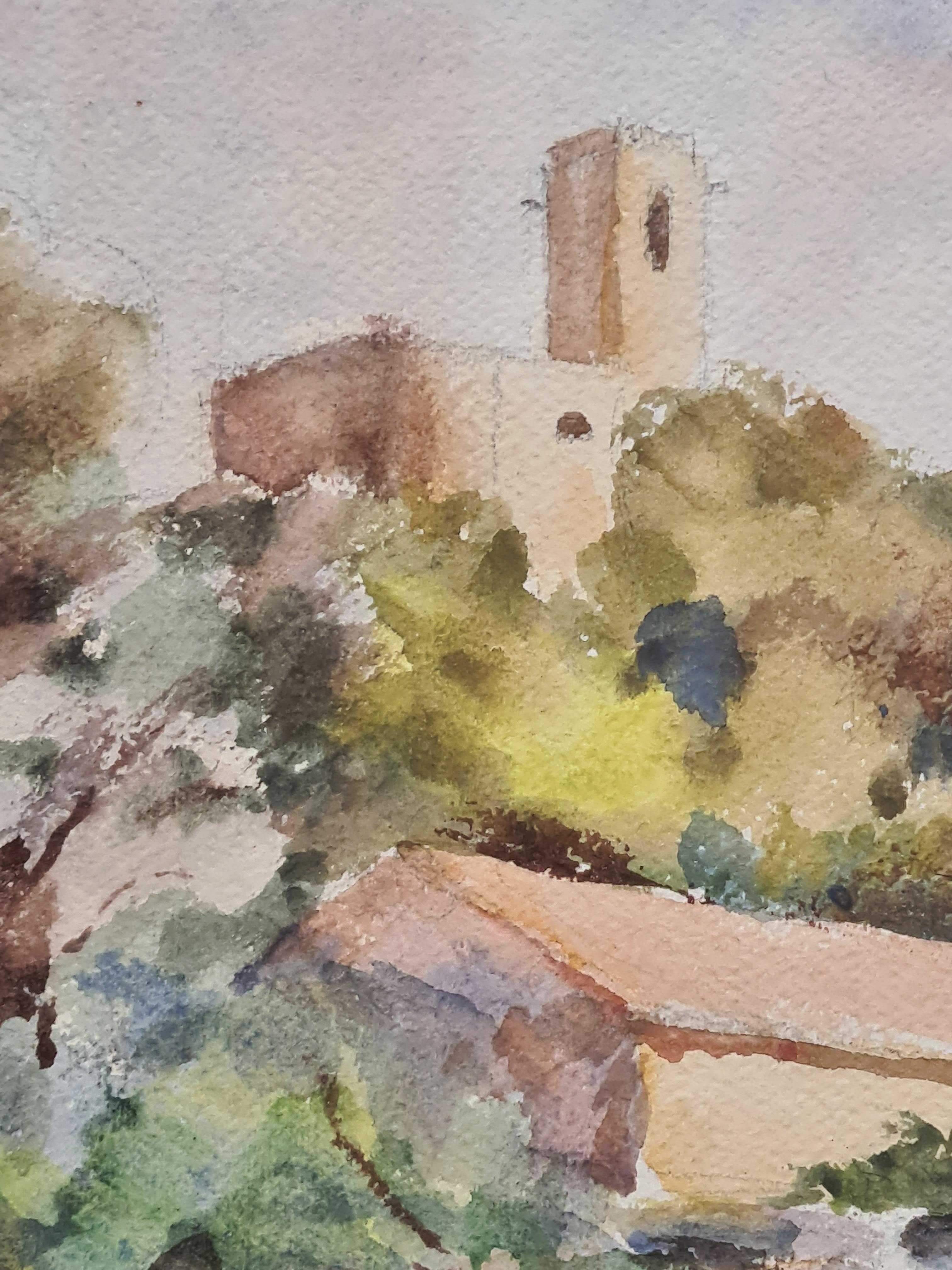 French Impressionist Watercolour, the Church of 'Notre Dame Del Bois' at Buisson For Sale 4