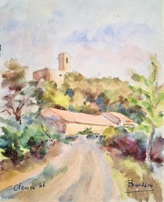 Vintage French Impressionist Watercolour, the Church of 'Notre Dame Del Bois' at Buisson