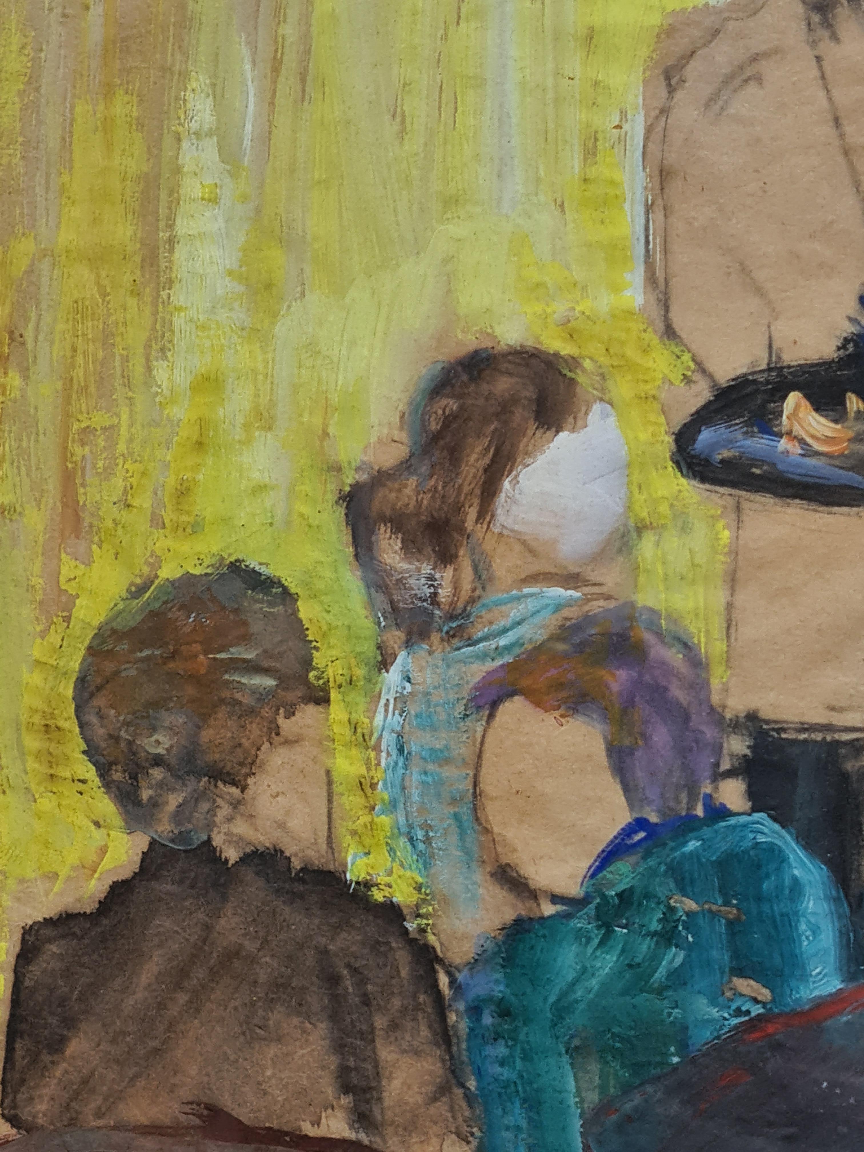 Expressionistische Cafe-Szene des Expressionismus, Bagnoles, Au Casino, Kreis von Fikret Saygi Moualla im Angebot 2