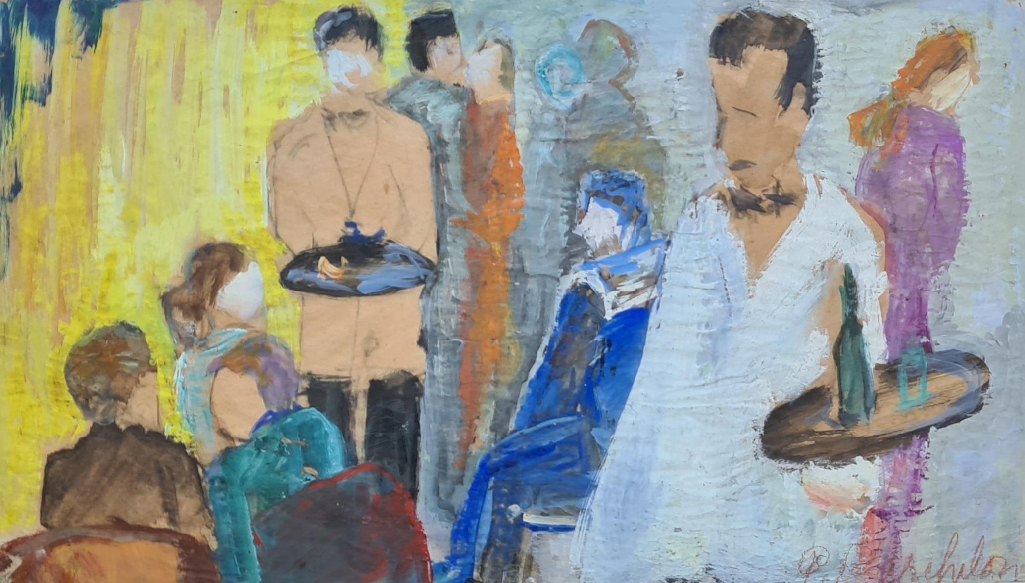Expressionistische Cafe-Szene des Expressionismus, Bagnoles, Au Casino, Kreis von Fikret Saygi Moualla