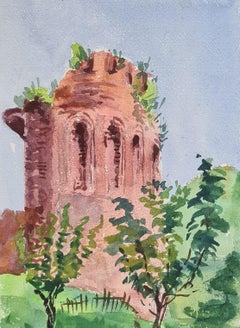 1930s Barbizon School Watercolour of La Roccebella, Southern Italy