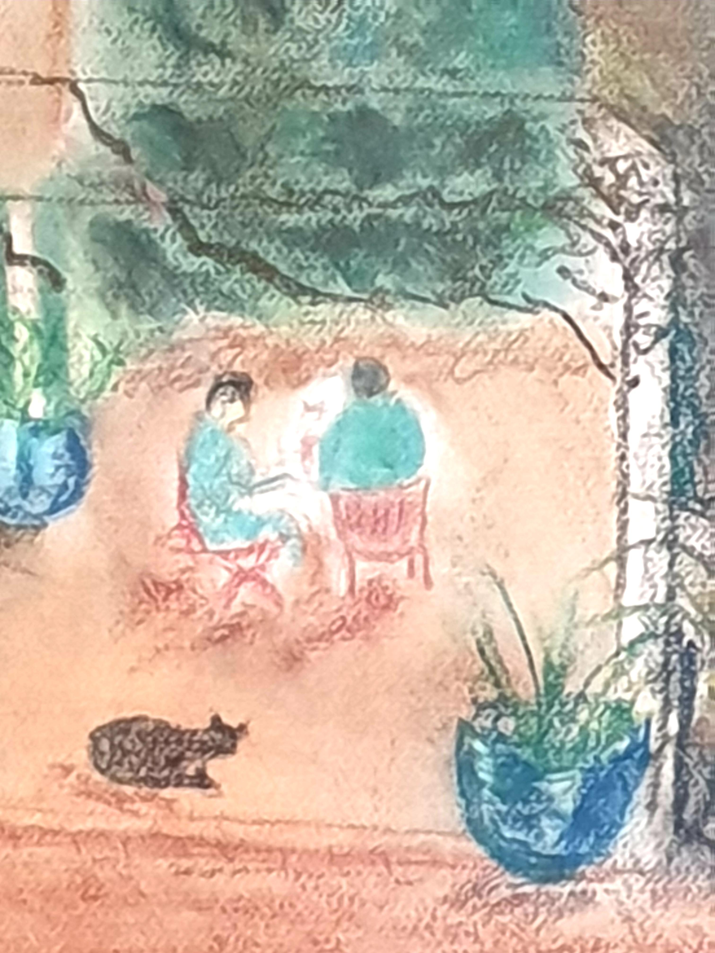 Fauvistisches Pastell auf Papier, „Lunch in Provence“, nach Henri Matisse (Grau), Figurative Art, von (after) Henri Matisse