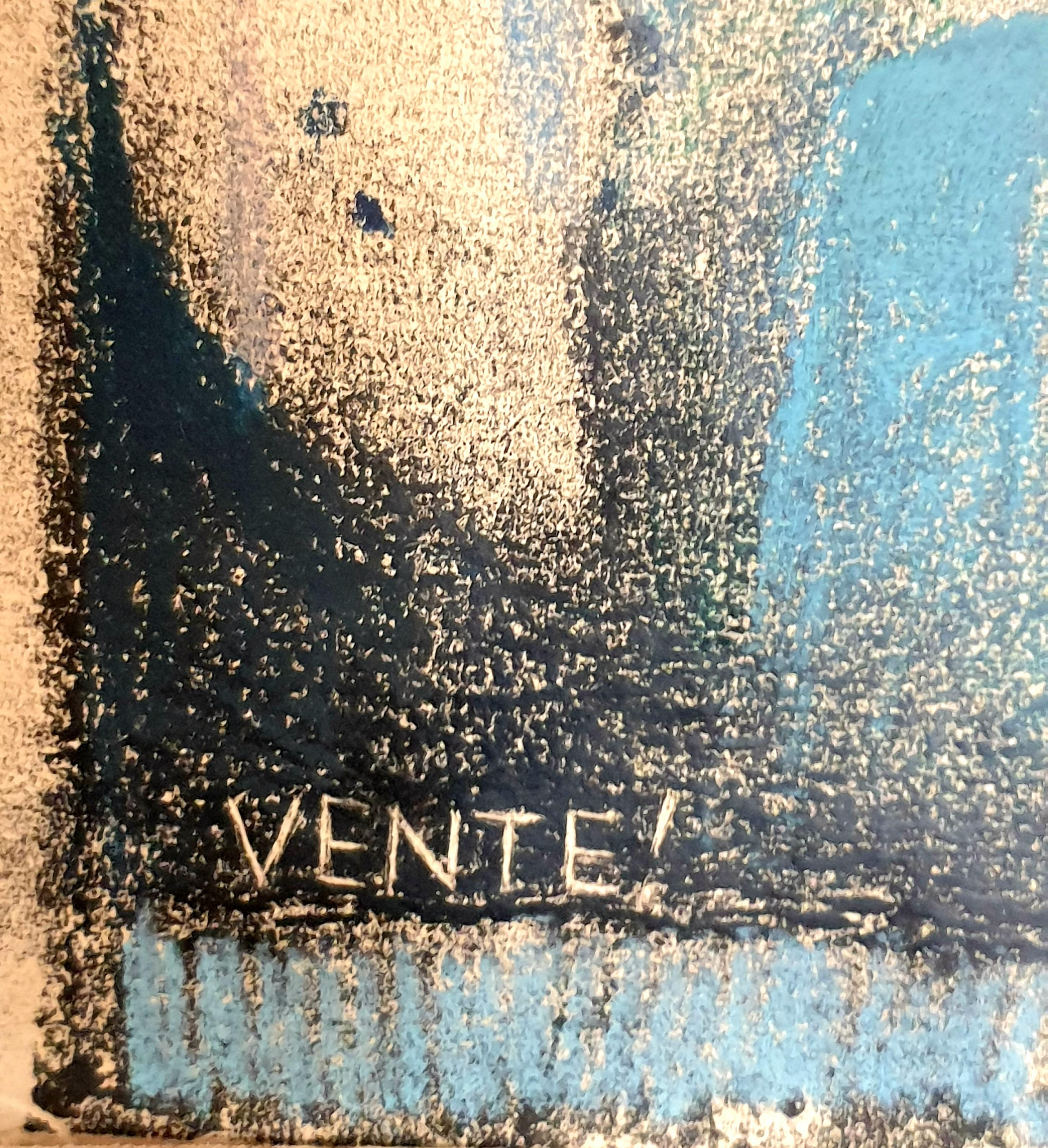 Dänisches surrealistisches Pastell auf Papier aus der Jahrhundertmitte. 