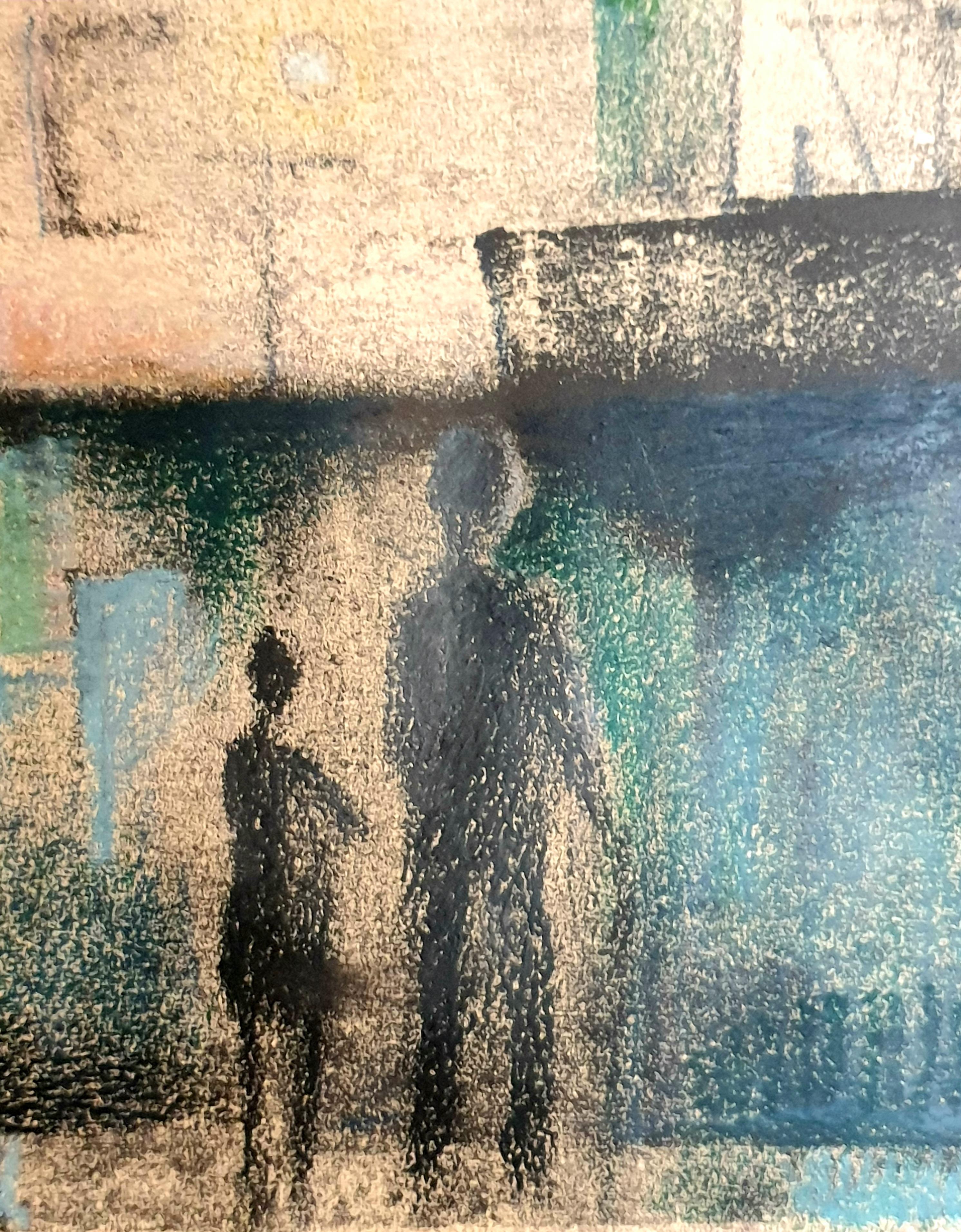 Dänisches surrealistisches Pastell auf Papier aus der Jahrhundertmitte. 