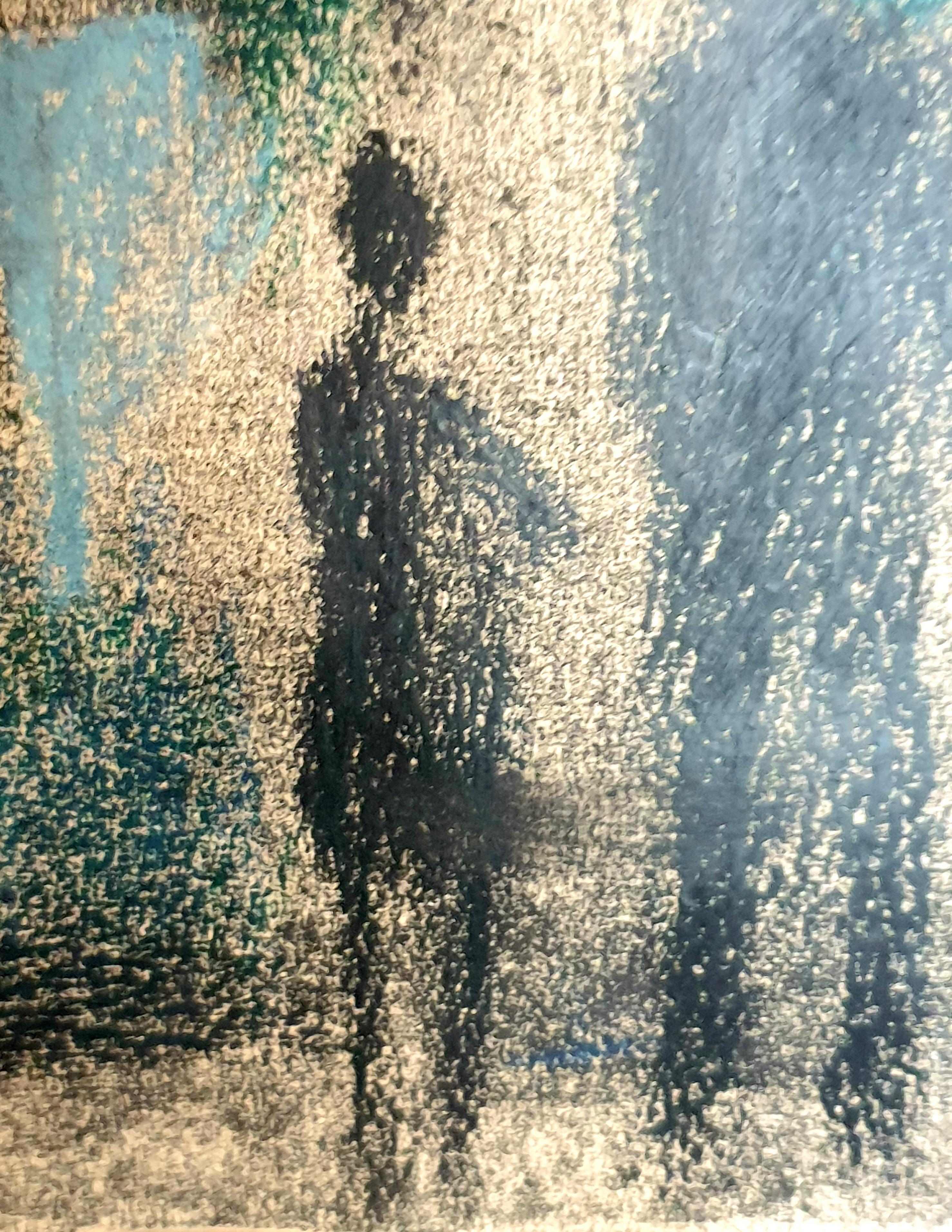 Dänisches surrealistisches Pastell auf Papier aus der Jahrhundertmitte. 