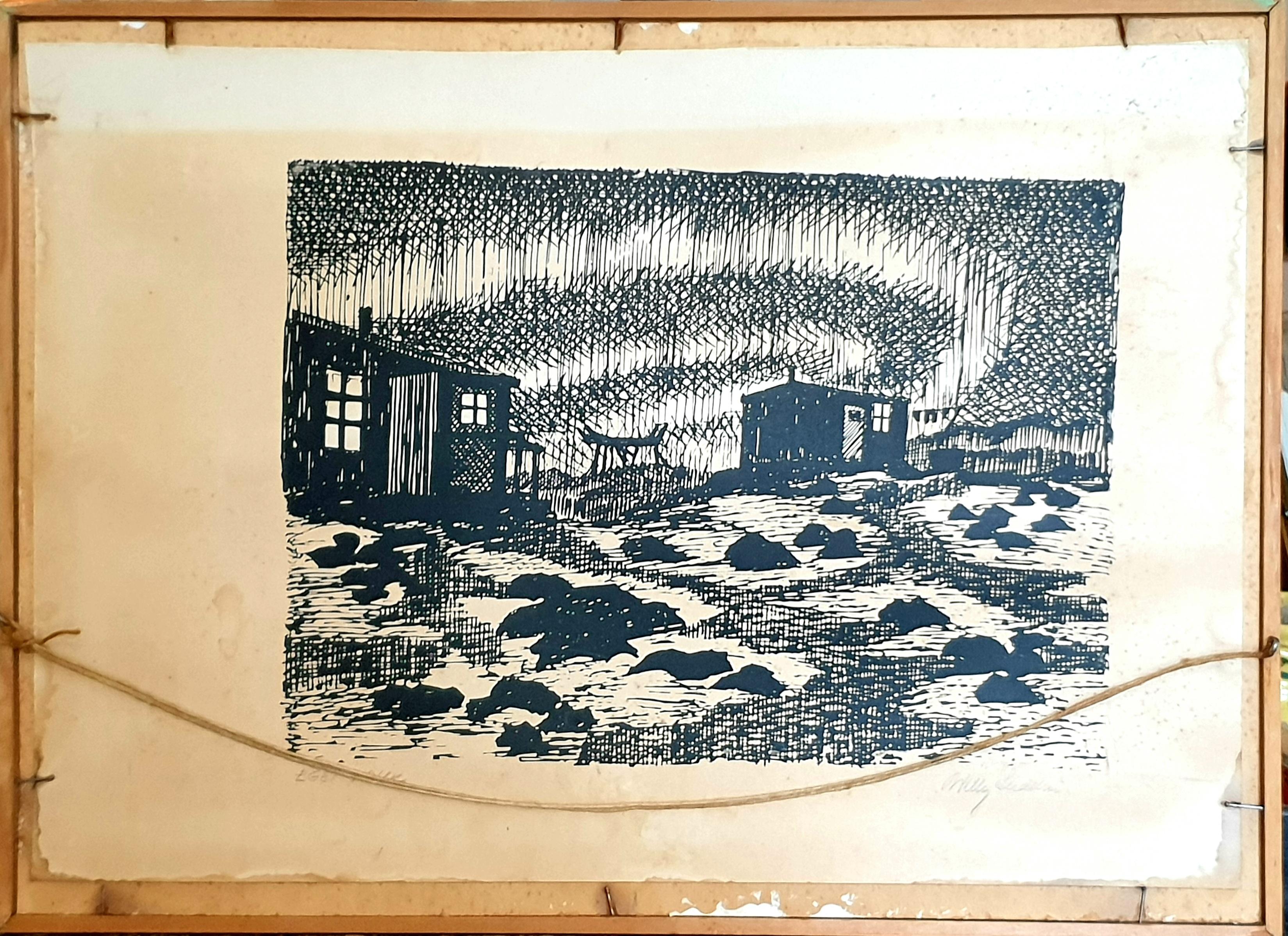 Dänisches surrealistisches Pastell auf Papier aus der Jahrhundertmitte. 