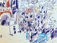 Used Mid Century Expressionist Work on paper, The Carnival, Nice, South of France